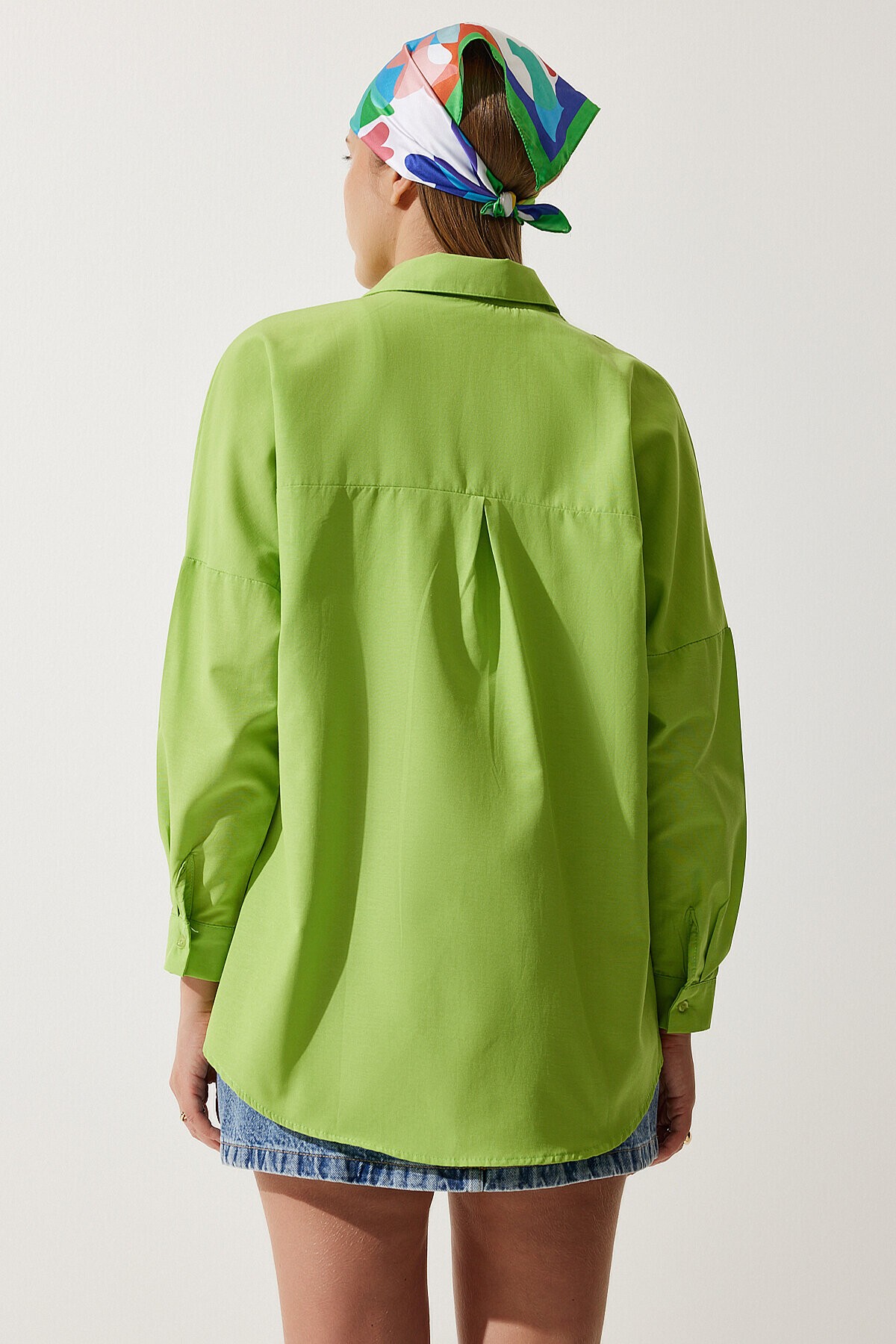Oversize Basic Gömlek FISTIK YEŞİLİ LDD0003