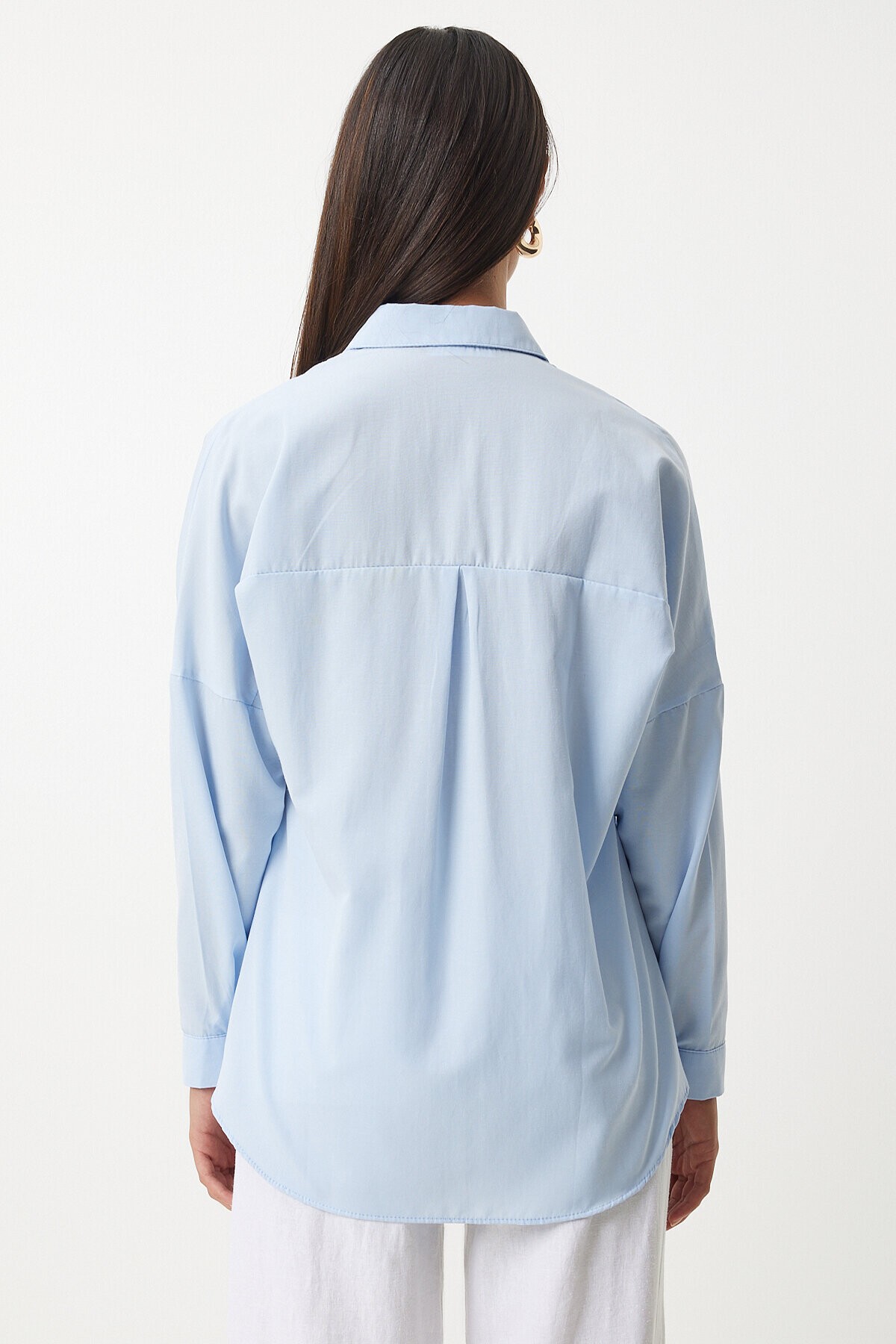 Oversize Basic Gömlek GÖK MAVİ LDD0003