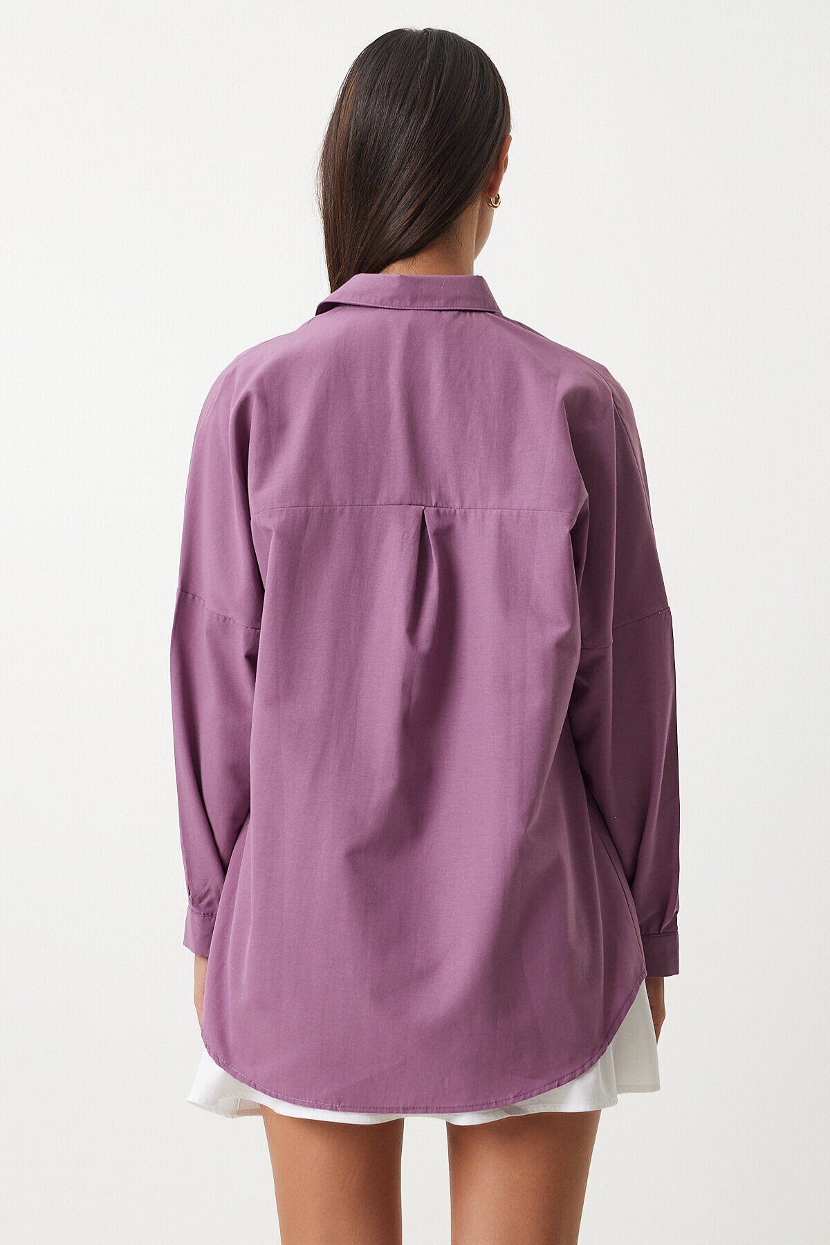 Oversize Basic Gömlek KOYU LİLA LDD0003