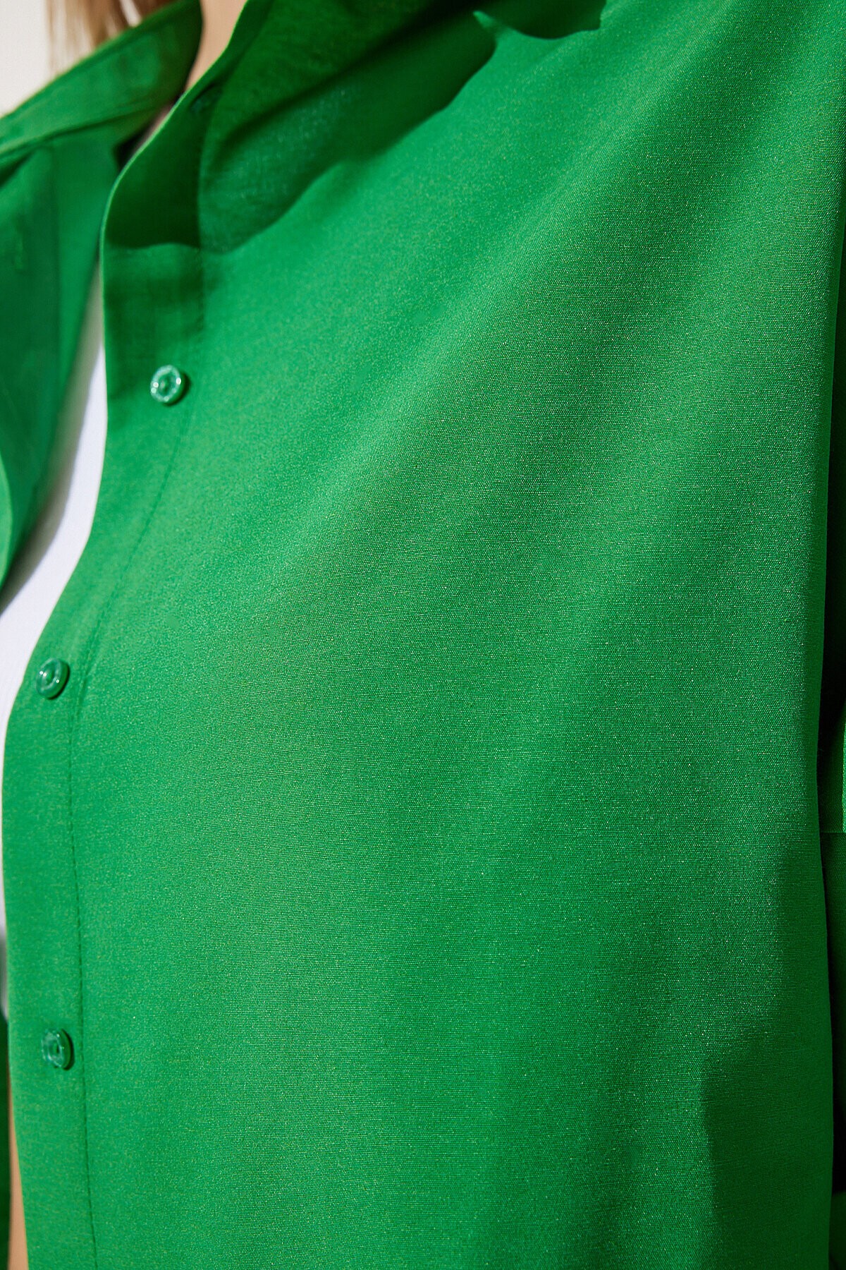Oversize Basic Gömlek KOYU YEŞİL LDD0003