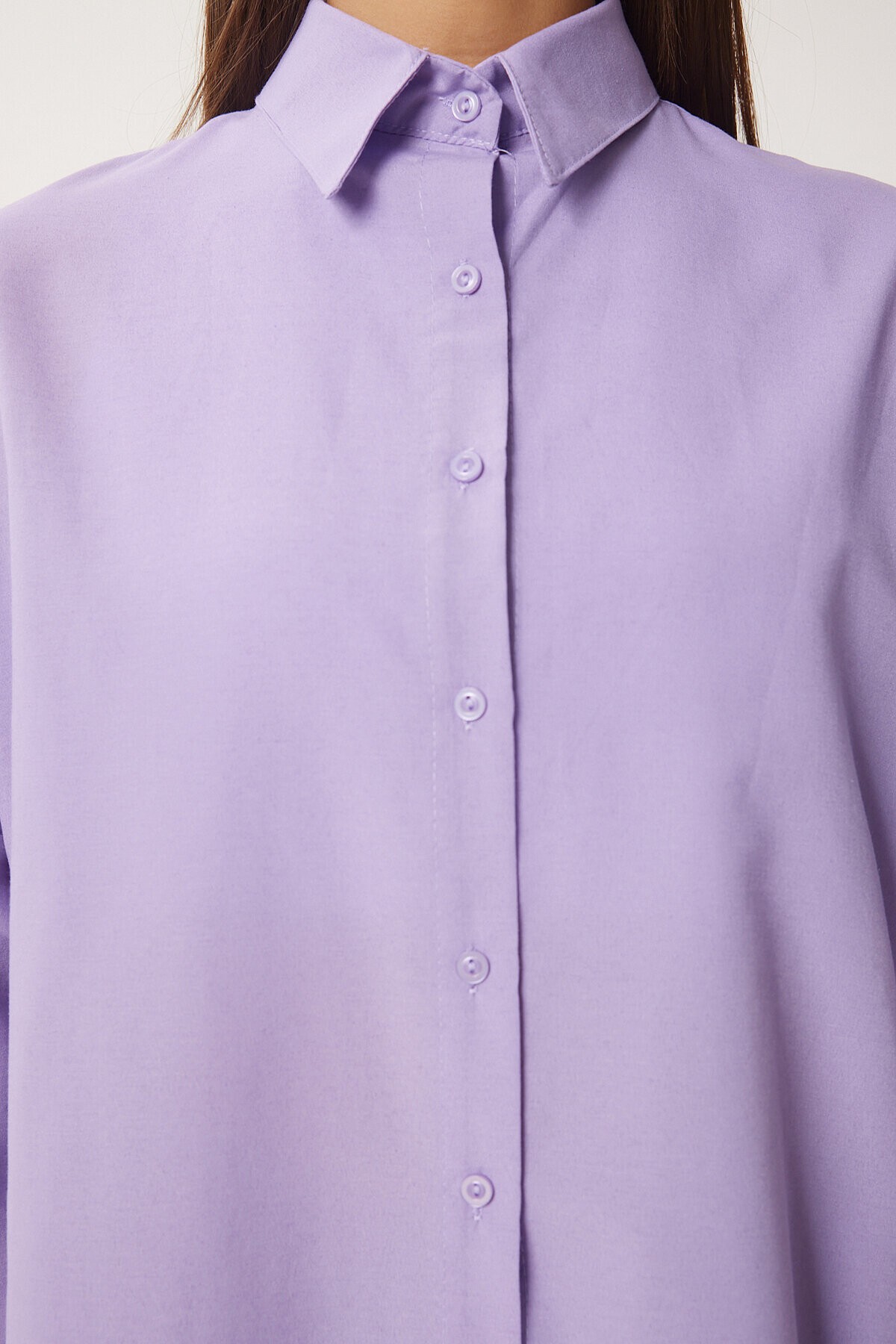 Oversize Basic Gömlek LİLA LDD0003