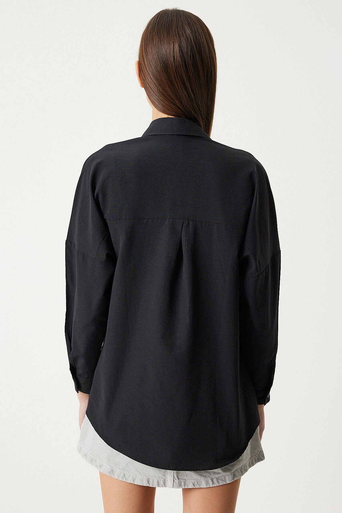 Oversize Basic Gömlek SİYAH LDD0003