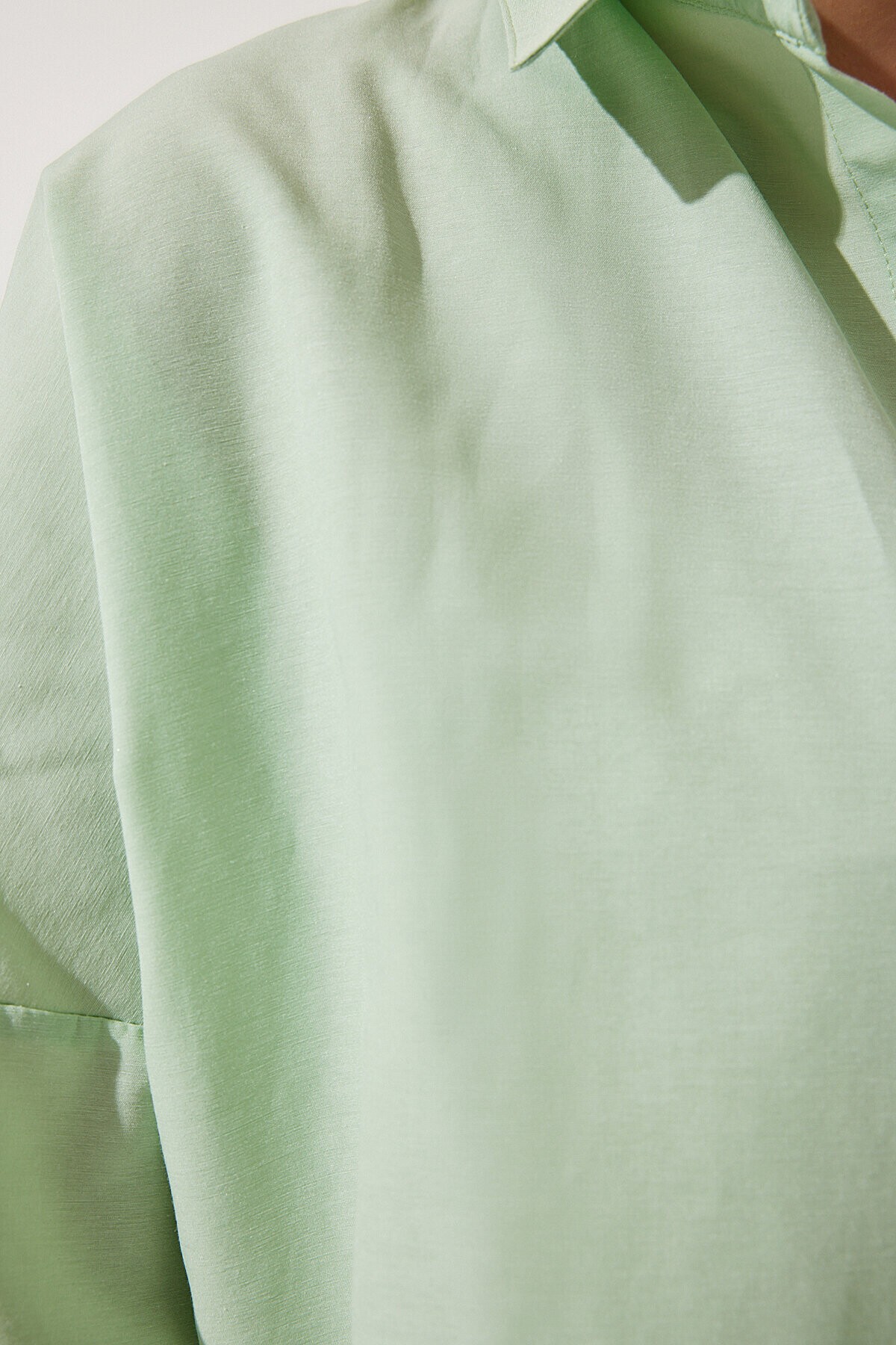 Oversize Basic Gömlek UÇUK YEŞİL LDD0003