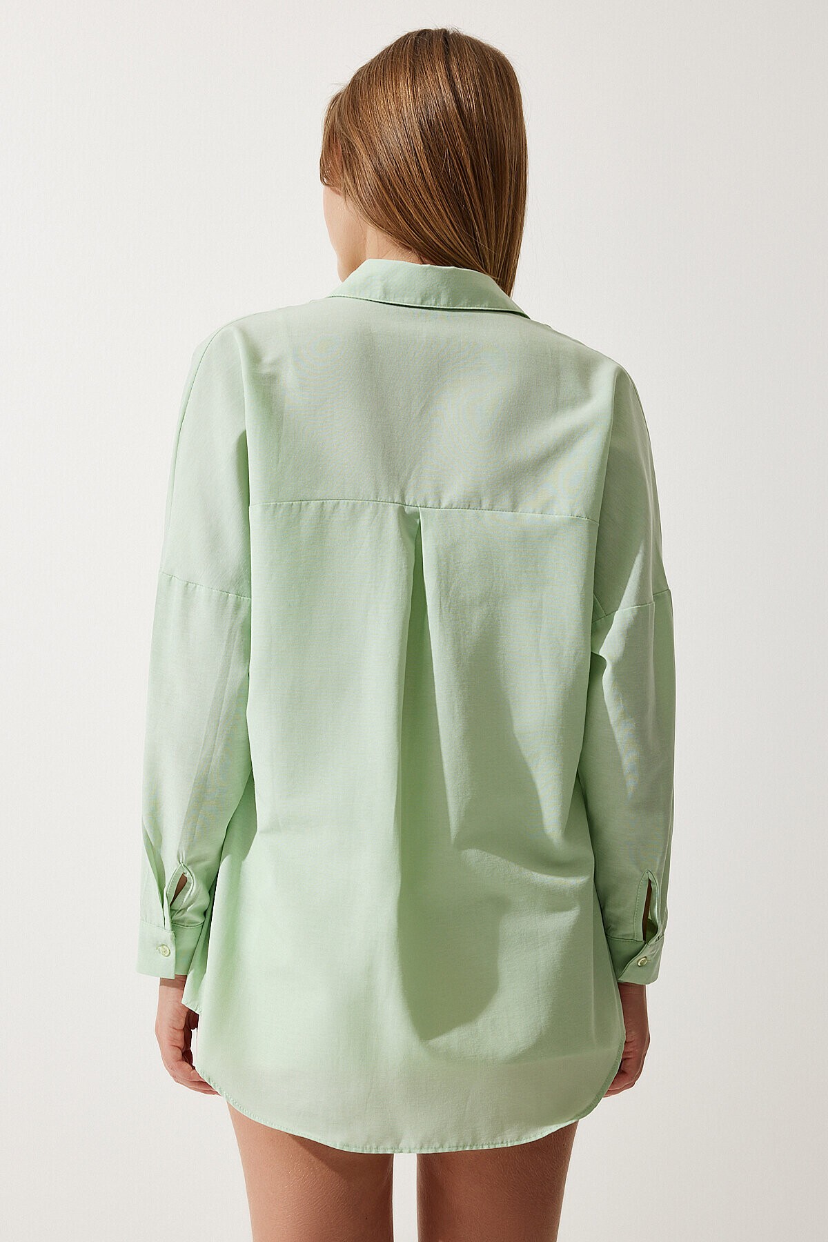 Oversize Basic Gömlek UÇUK YEŞİL LDD0003