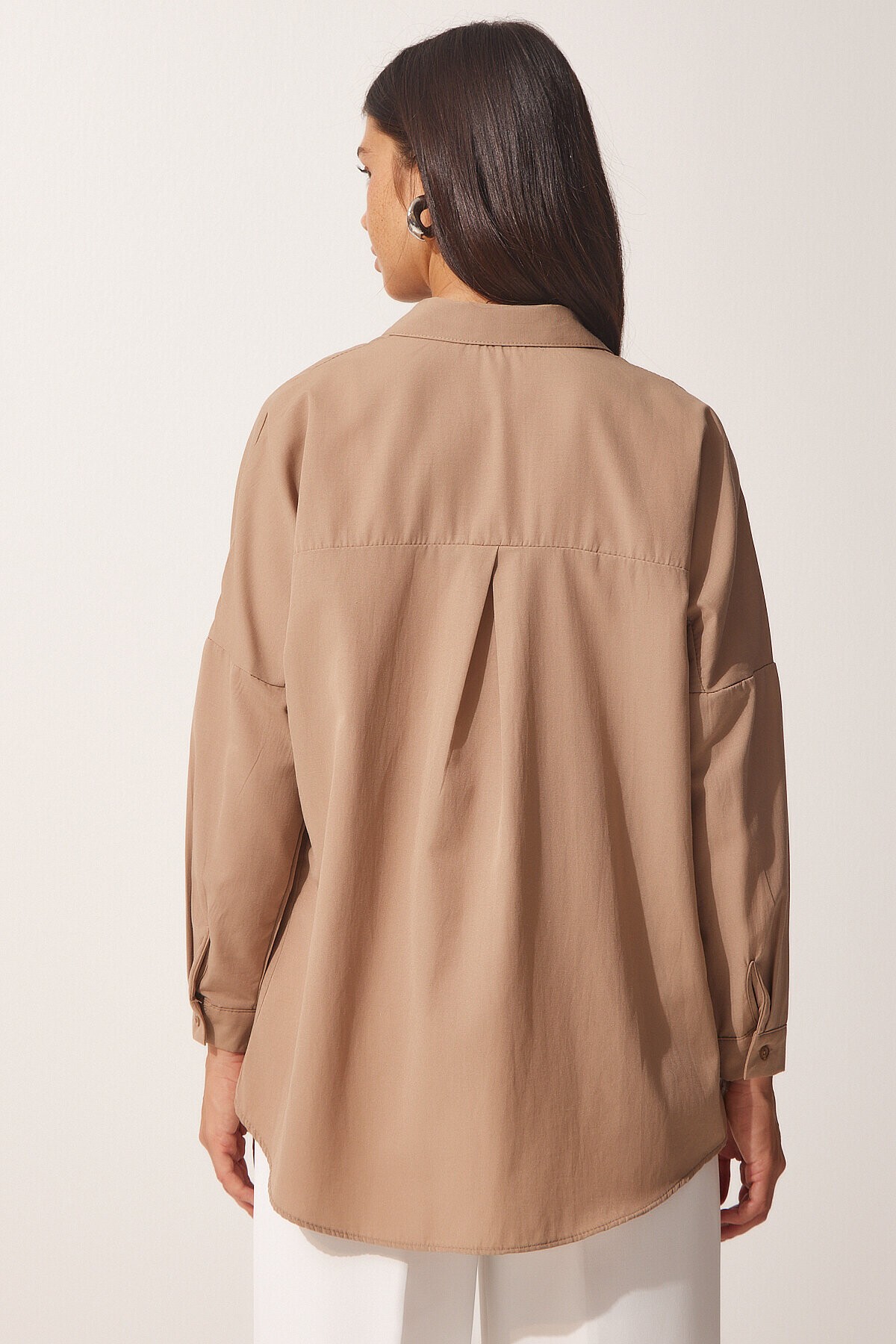 Oversize Basic Gömlek VİZON LDD0003