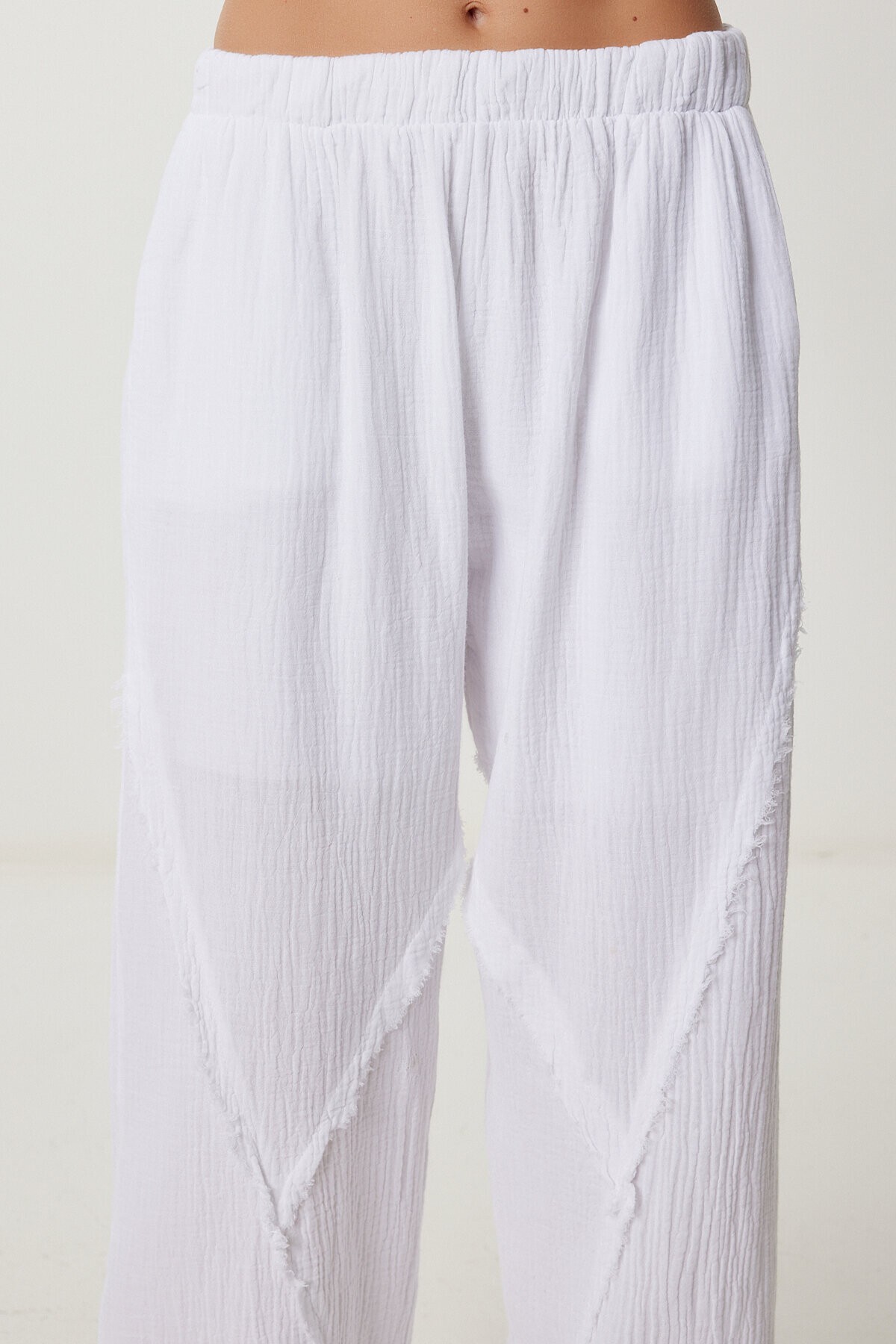 Püsküllü Müslin Pantolon BEYAZ LBV0064