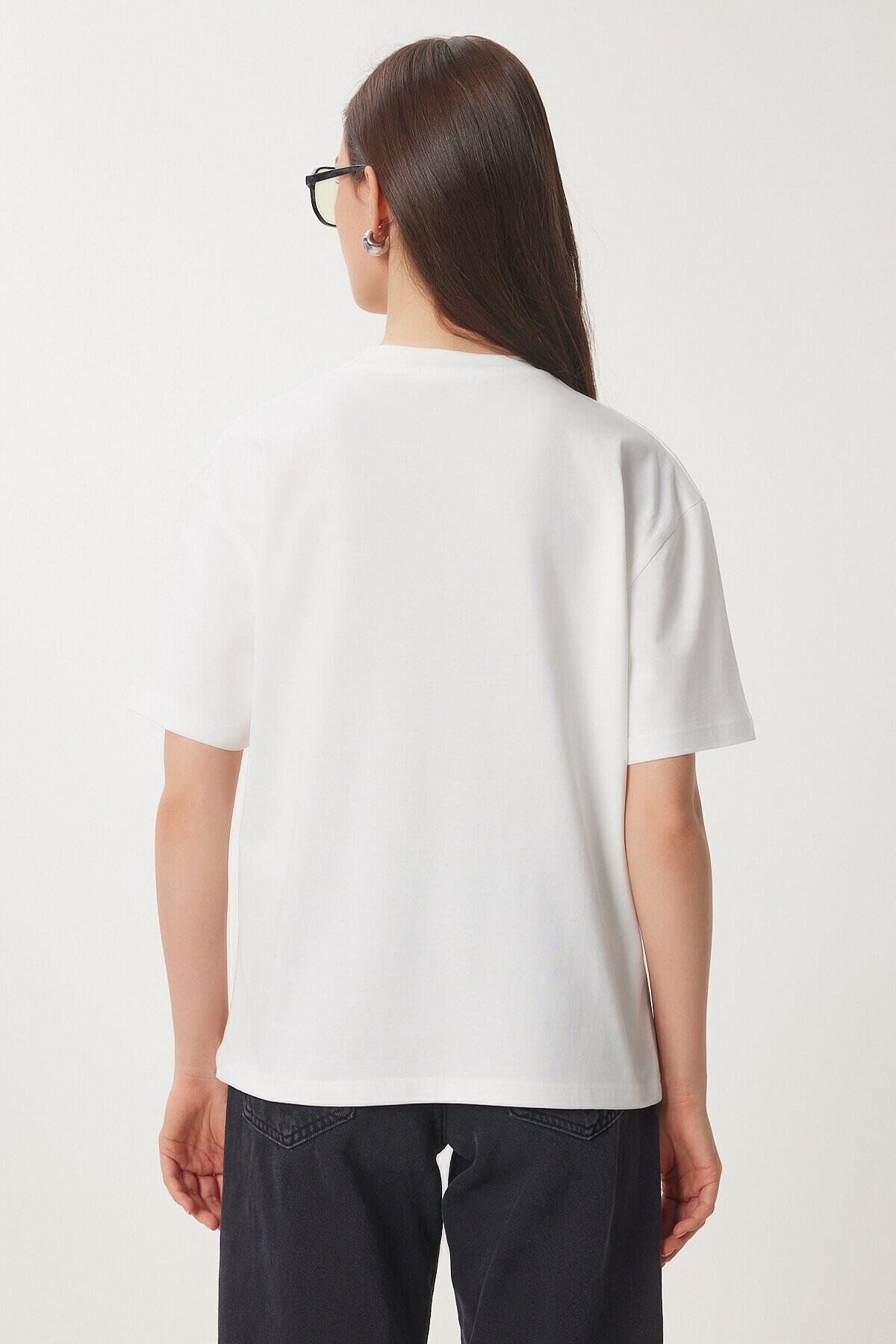Sloganlı Örme T-shirt EKRU LCR0032