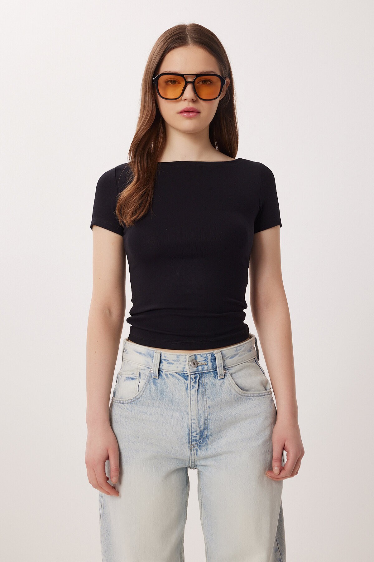 2’li Paket Kayık Yaka Basic Örme Bluz SİYAH KEMİK LDZ0064