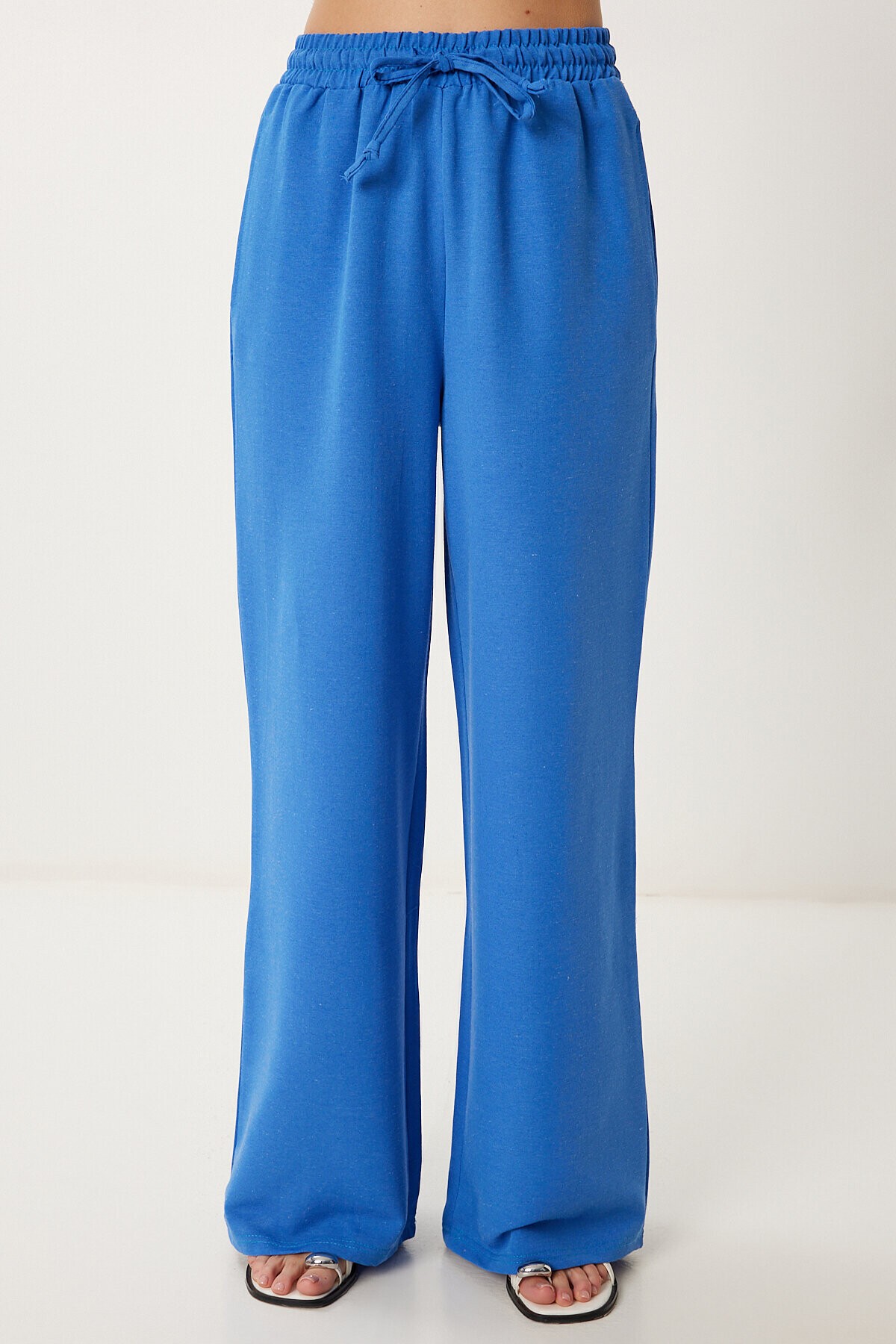 Geniş Paça Keten Pantolon MAVİ LDP0071