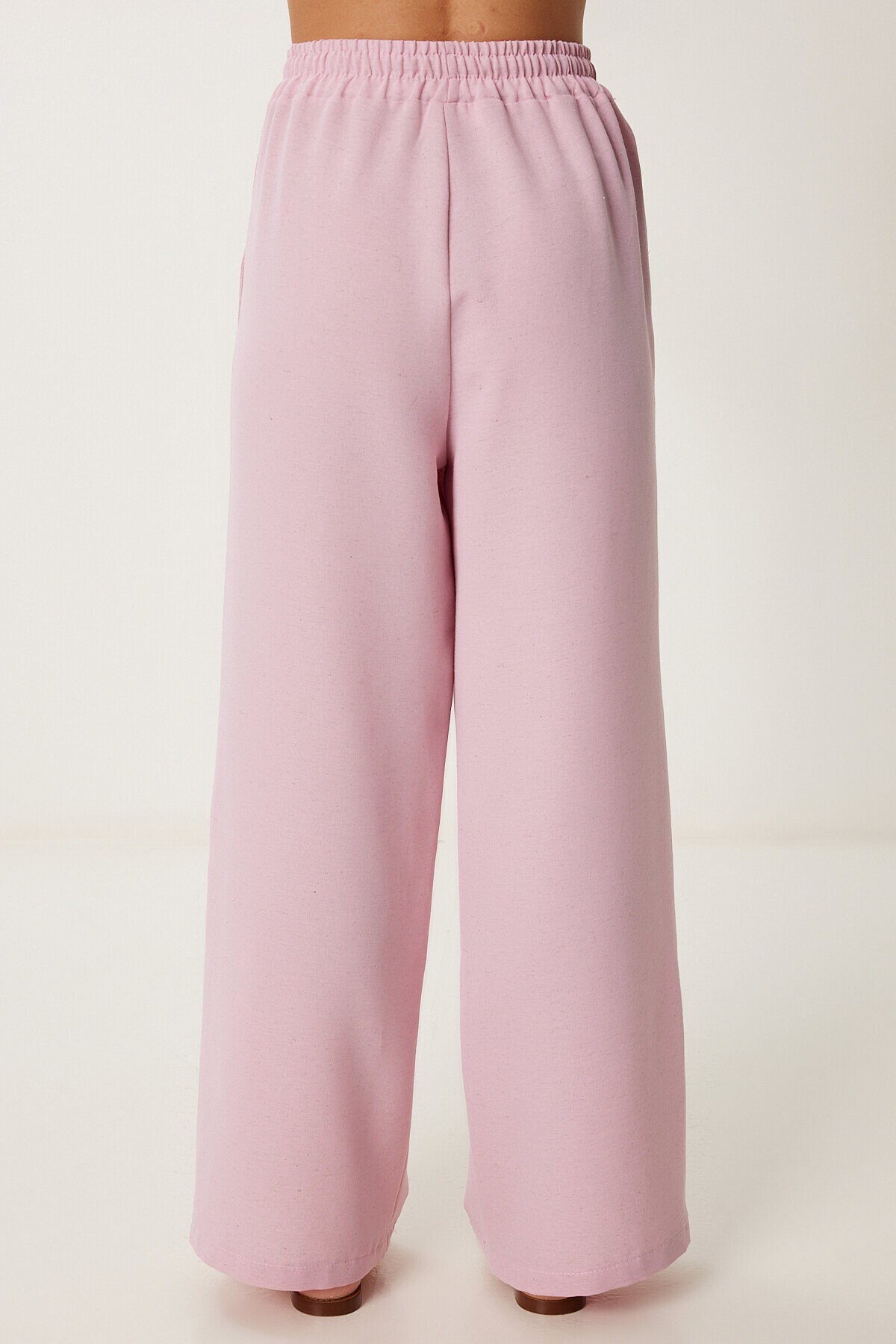 Geniş Paça Keten Pantolon ŞEKER PEMBE LDP0071