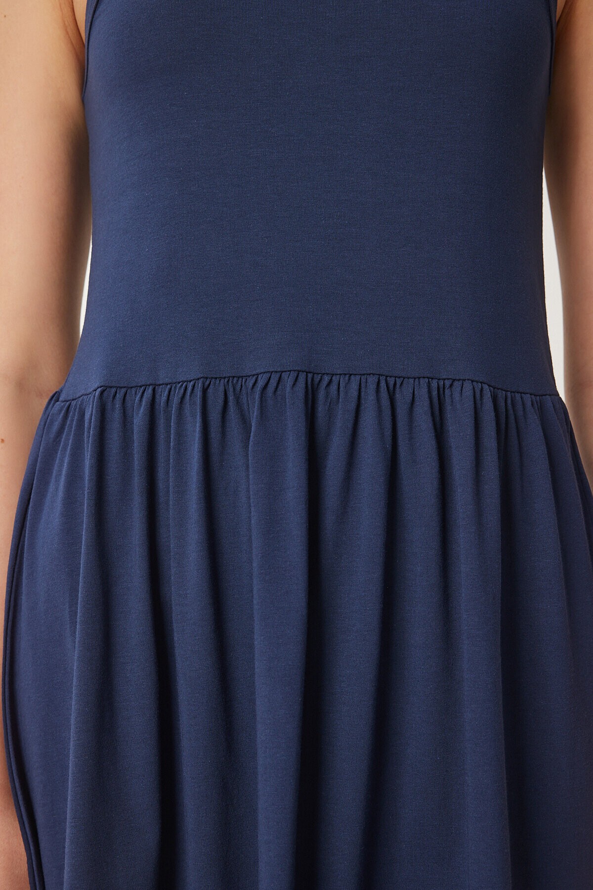 Halter Yaka Basic Yazlık Örme Elbise LACİVERT LCR0053