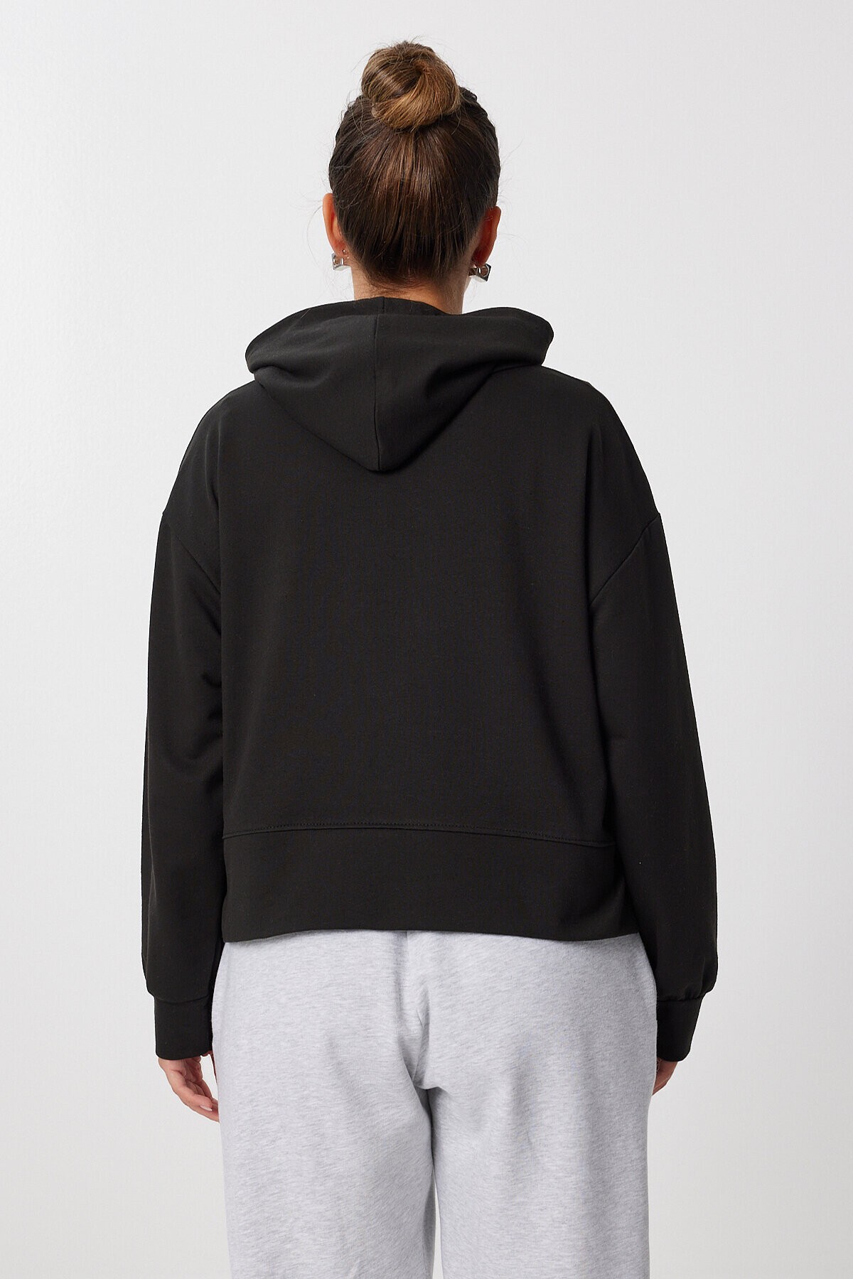 Kapüşonlu Mevsimlik Modal Sweatshirt SİYAH LEN0030