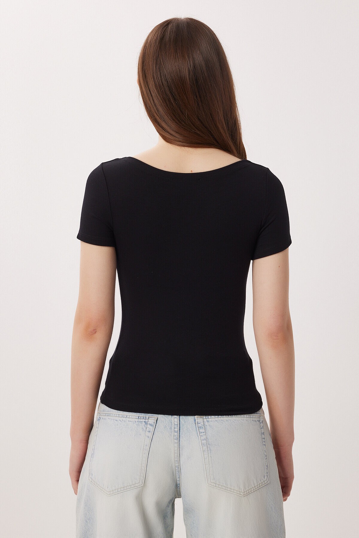 Kayık Yaka Basic Örme Bluz SİYAH LDZ0065