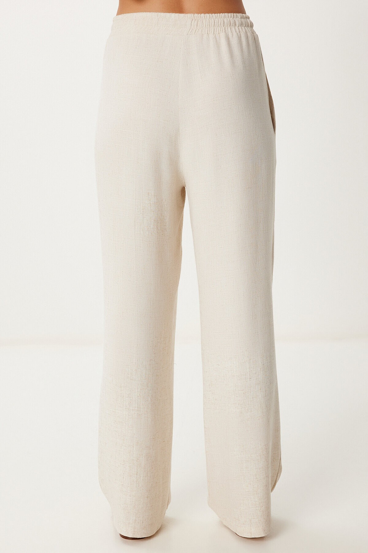 Keten Ceket Pantolon Takım KREM LDP0057