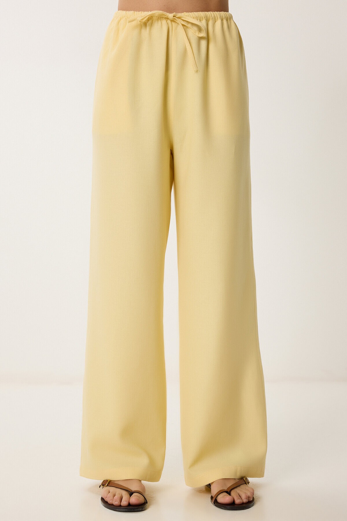 Keten Gömlek Pantolon Takım SARI LDP0058