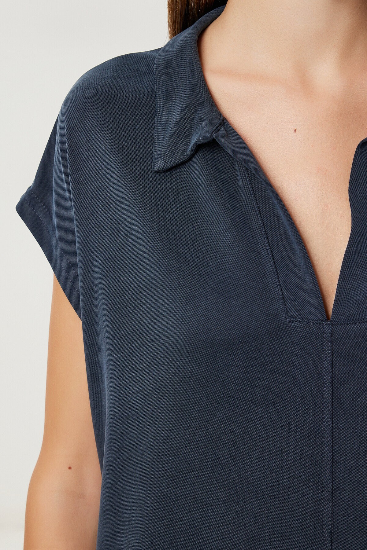Polo Yaka Cepli Örme Elbise ANTRASİT LDZ0038