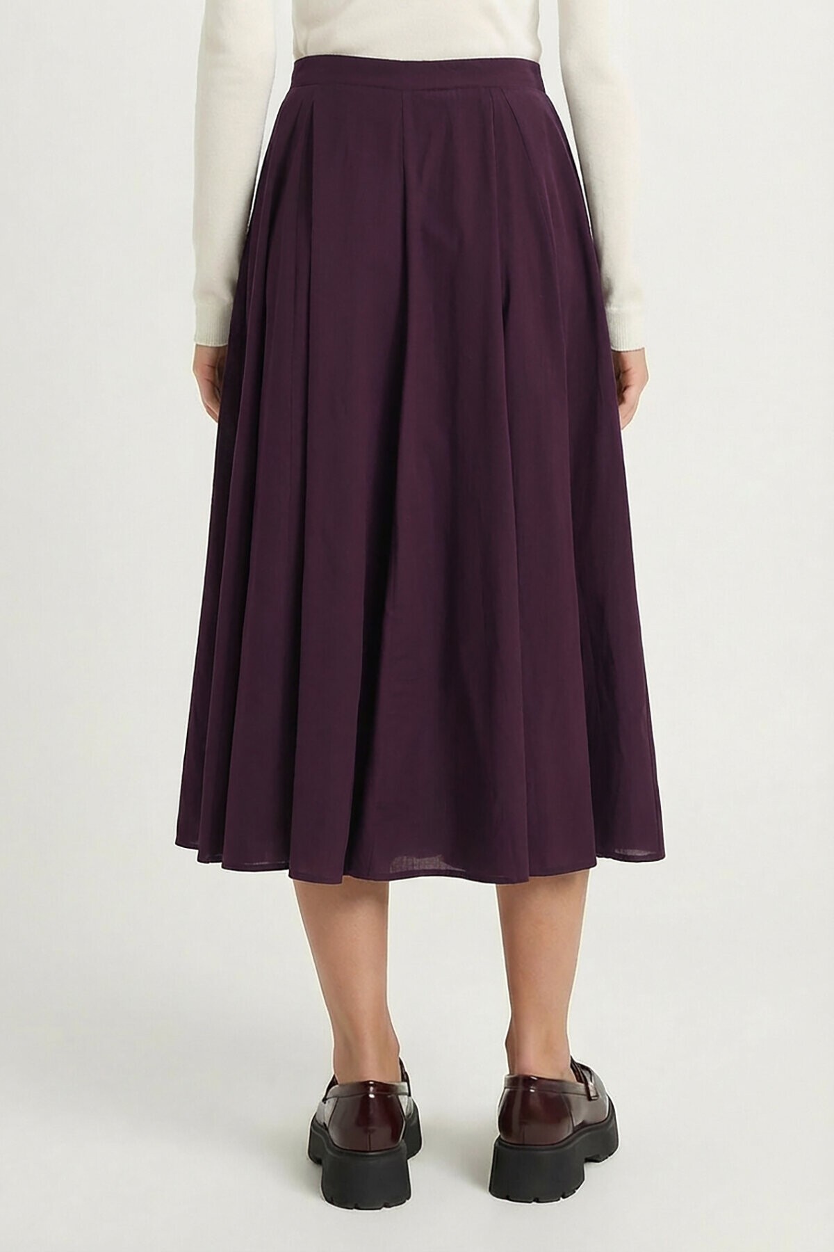 Yazlık Kloş Midi Dokuma Etek MÜRDÜM LCR0110