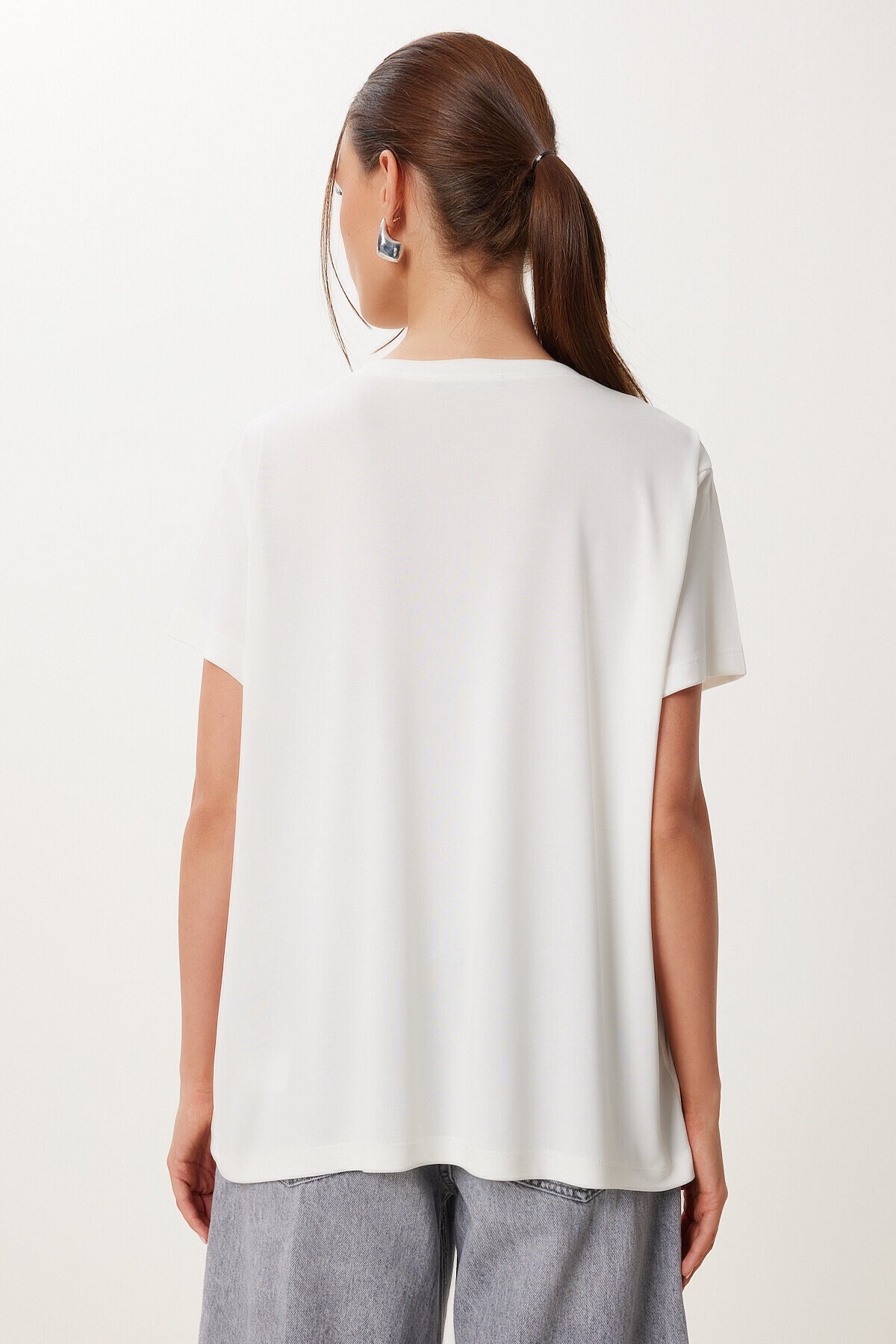 Basic Modal Örme T-shirt BEYAZ LFN0101