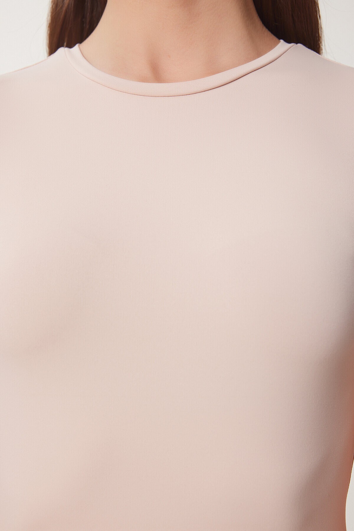 Bedene Oturan Sandy Örme T-shirt AÇIK PEMBE LJF0002