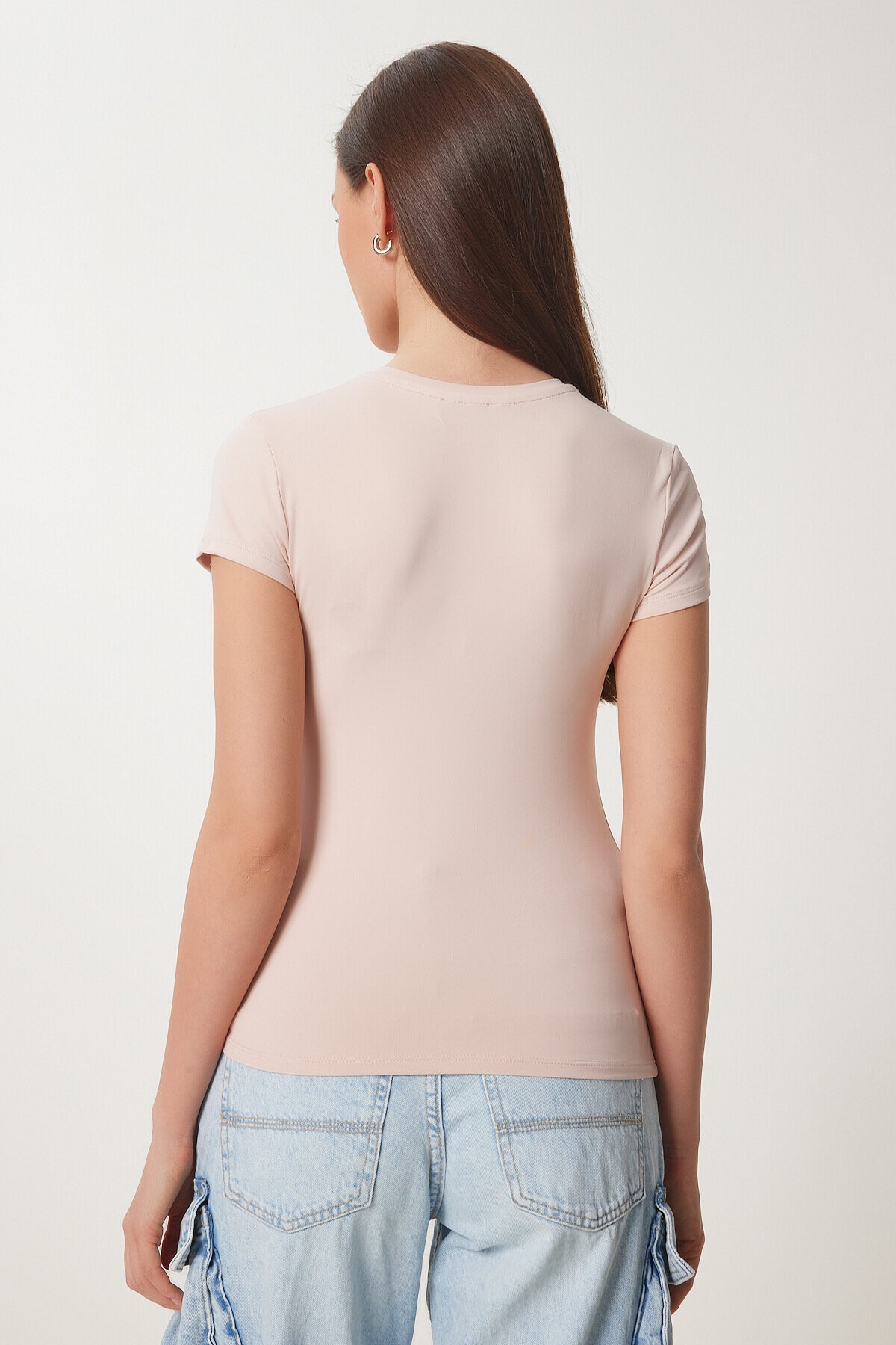 Bedene Oturan Sandy Örme T-shirt AÇIK PEMBE LJF0002