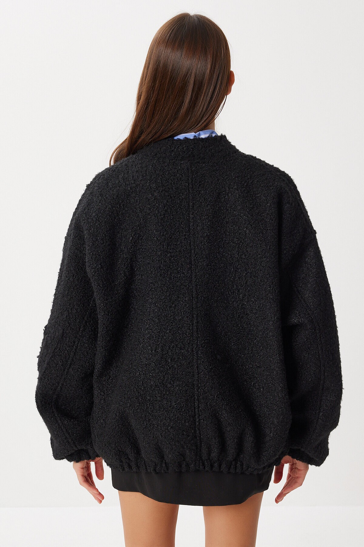 Buklet Oversize Bomber Ceket SİYAH LFG0165