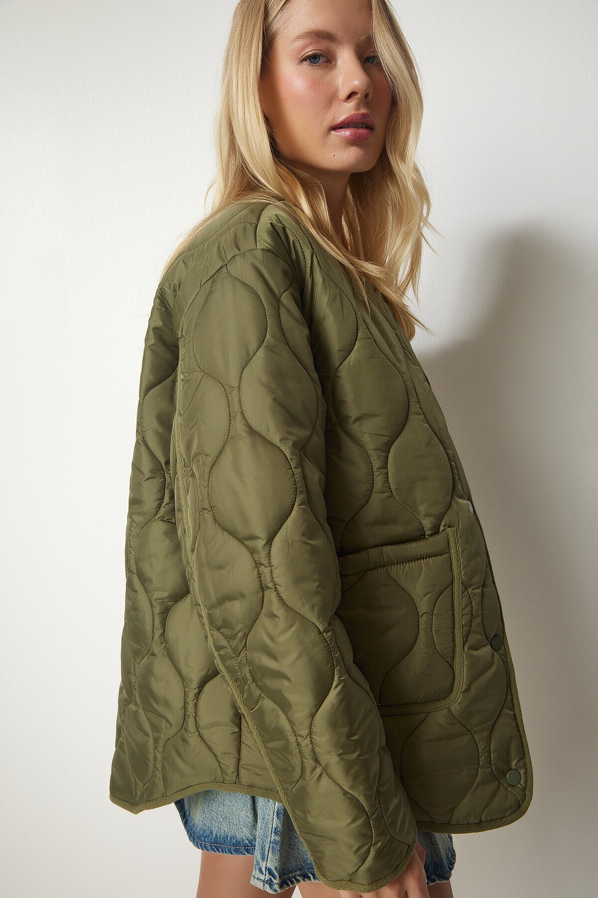 Cepli Oversize Kapitone Mont HAKİ LDZ0011