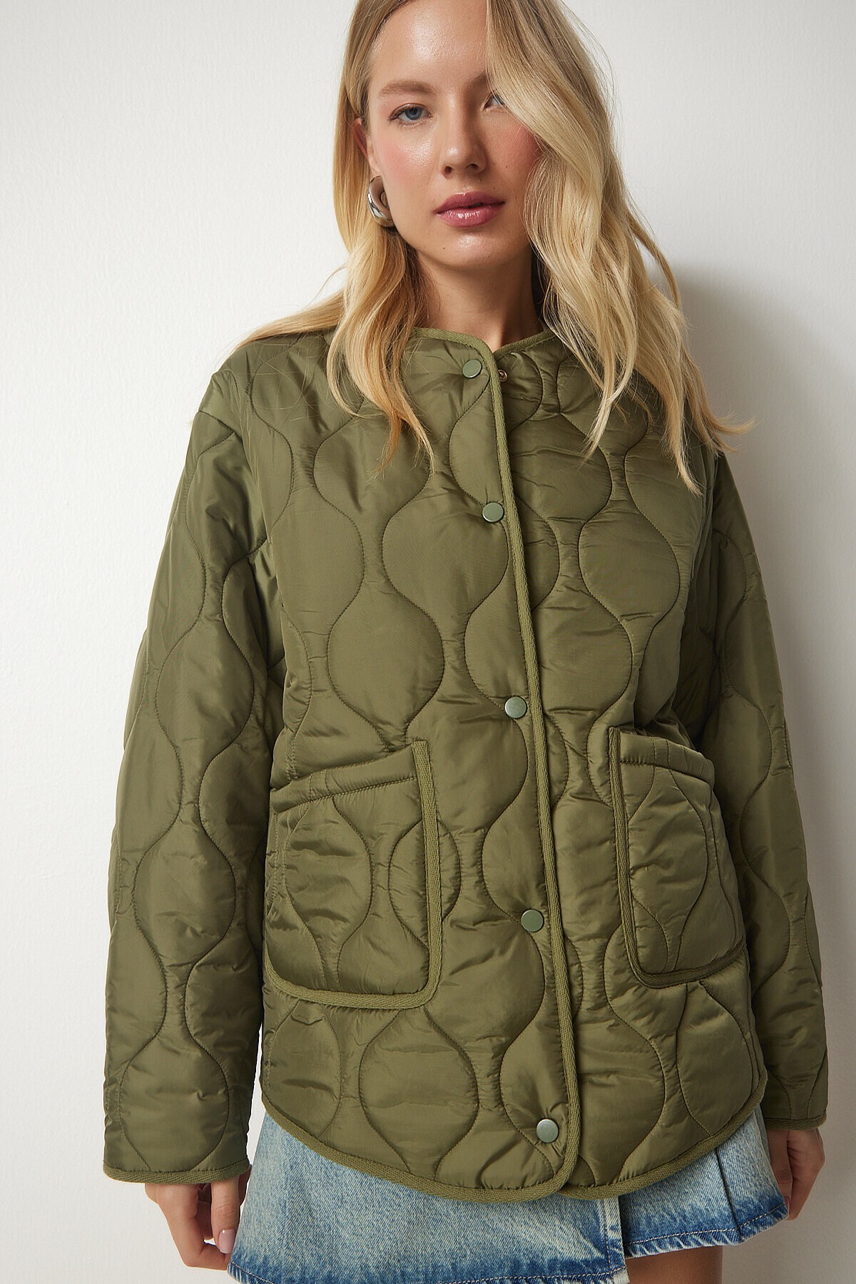 Cepli Oversize Kapitone Mont HAKİ LDZ0011