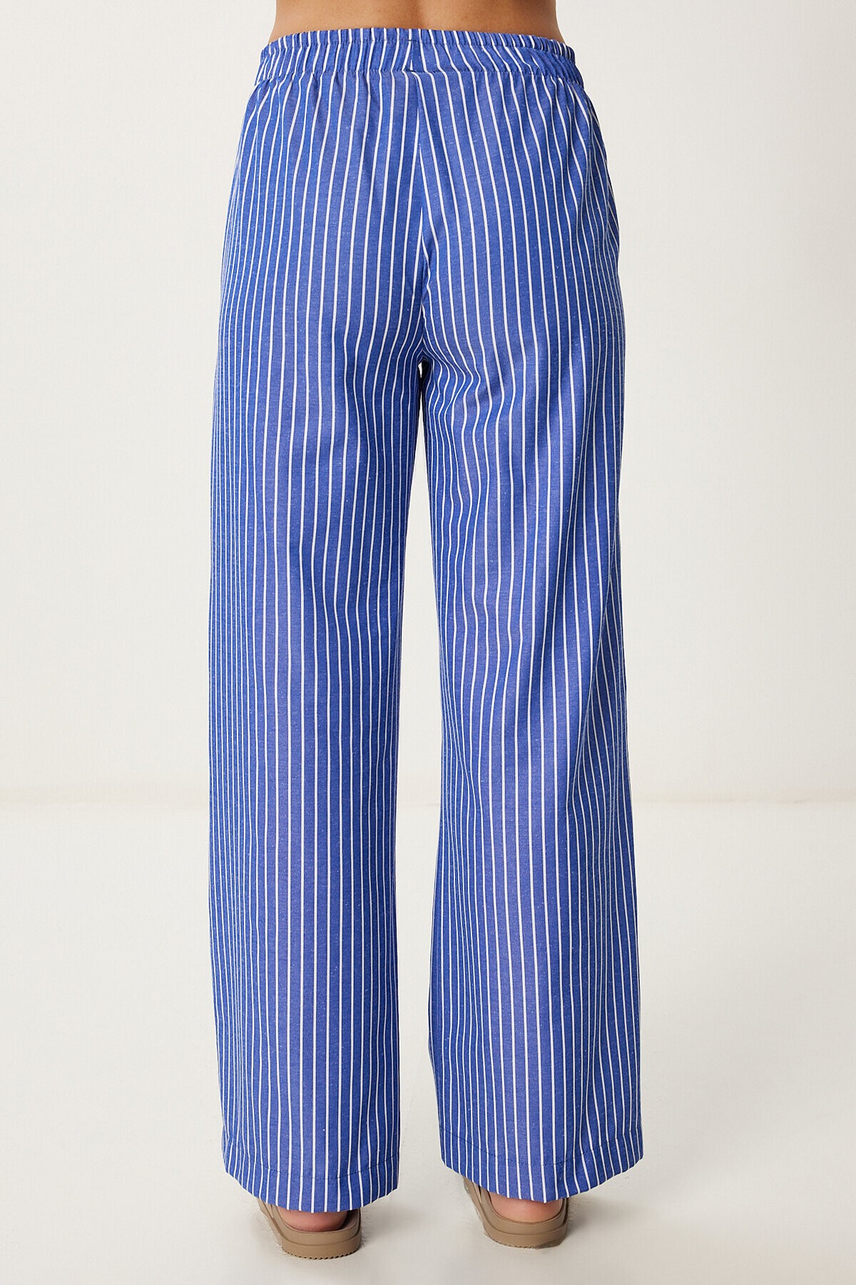 Çizgili Bluz Pantolon Takım MAVİ LJH0003