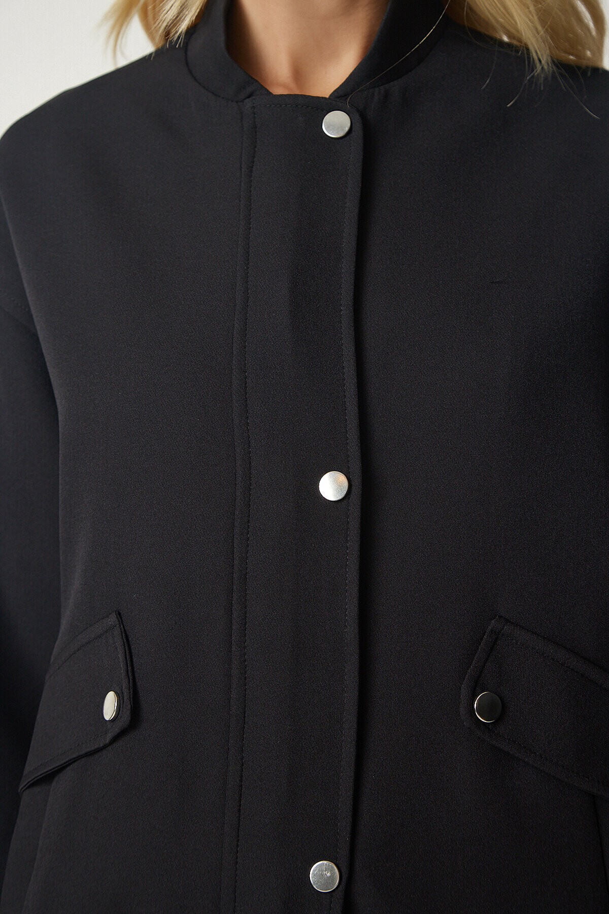 Geniş Cepli Bomber Mont SİYAH LFN0022