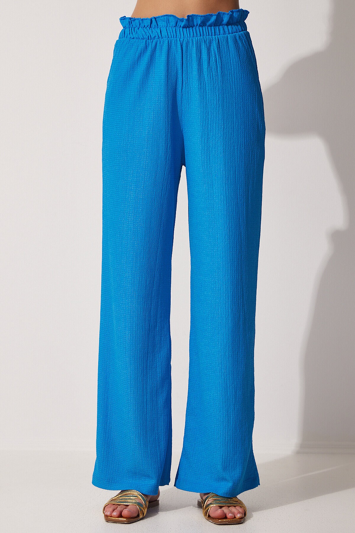 Geniş Paça Dökümlü Pantolon MAVİ LMC0057