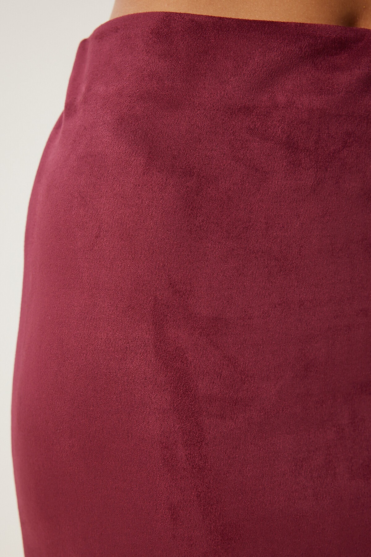 Yırtmaçlı Uzun Süet Etek BORDO LMC0046