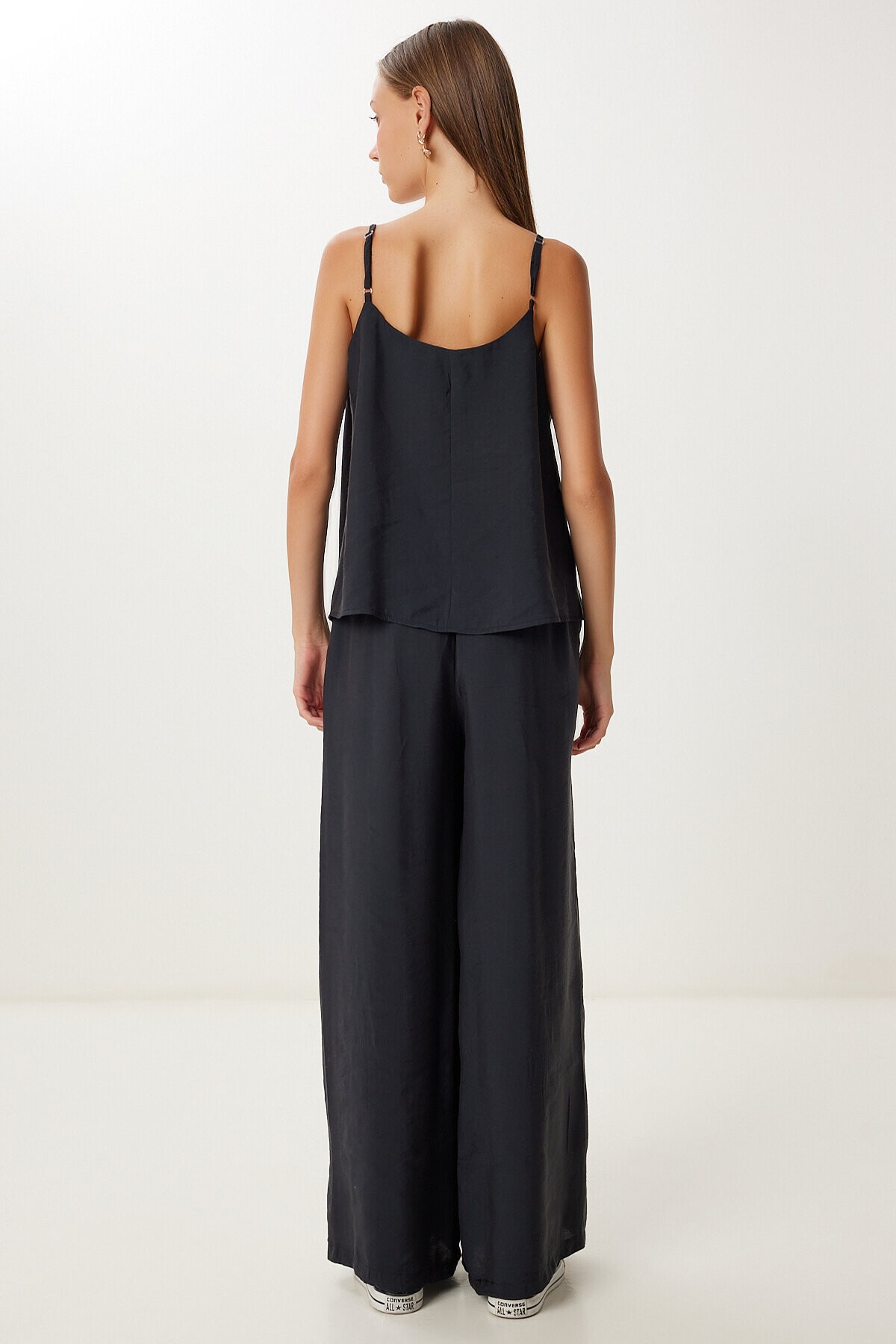 Askılı Modal Bluz Pantolon Takım SİYAH LMC0065