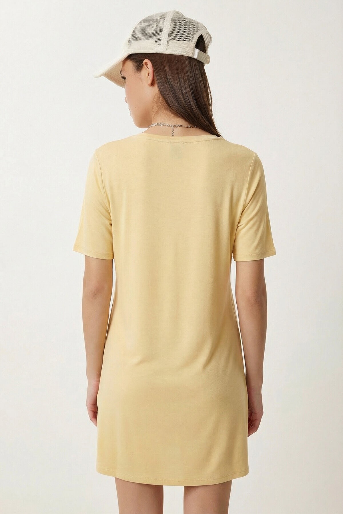 Basic Uzun Örme T-shirt SARI LEX0022