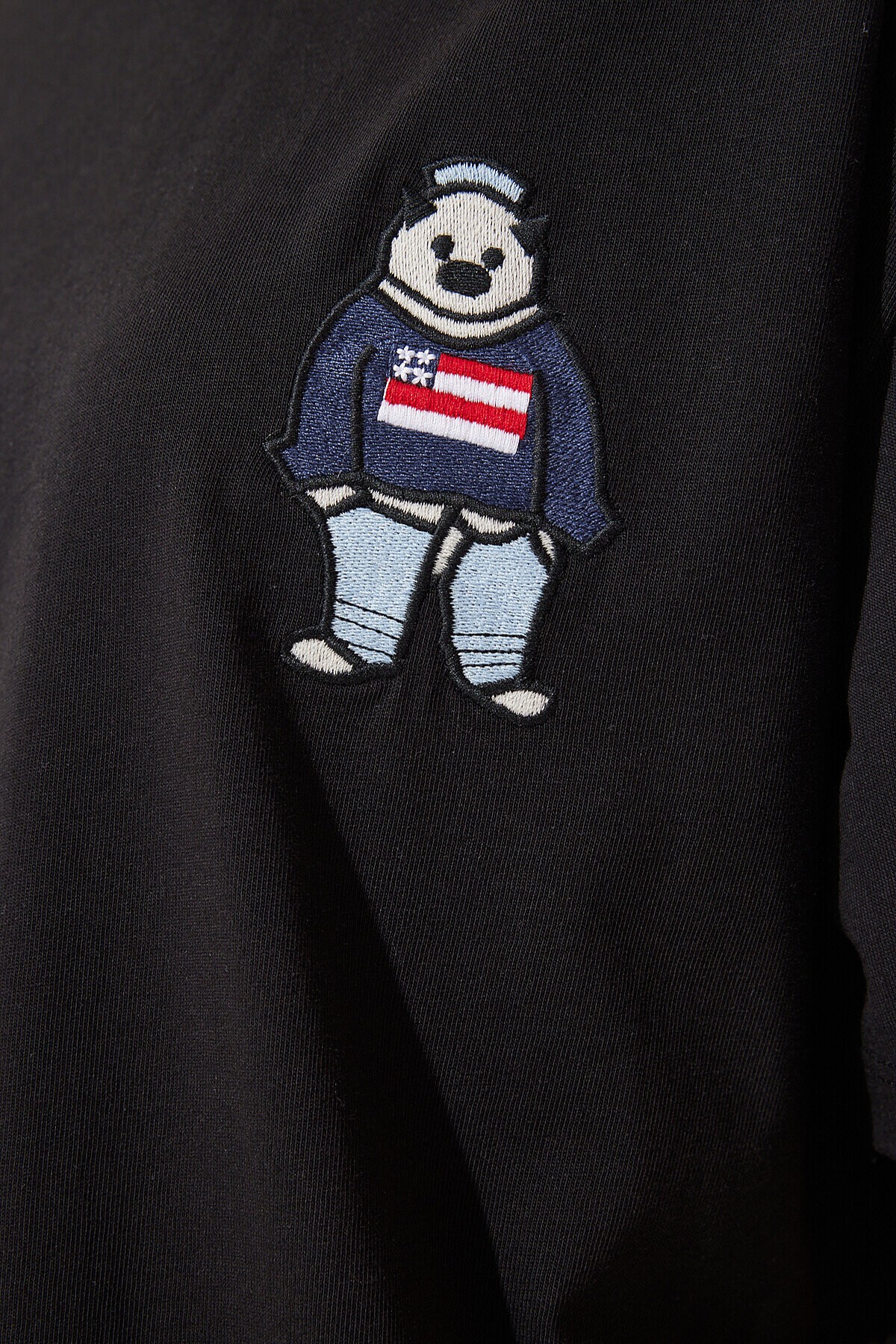 Bisiklet Yaka Nakışlı Oversize Örme T-shirt SİYAH LNJ0003