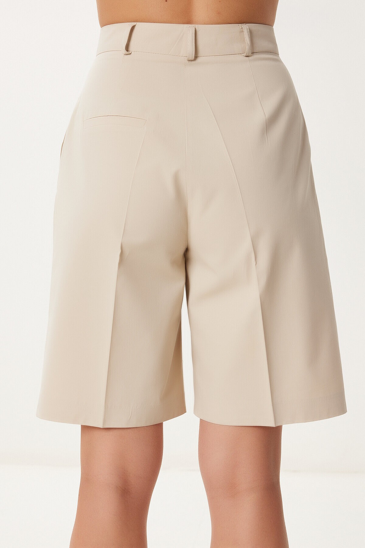 Cepli Bermuda Dokuma Şort KREM LFK0015
