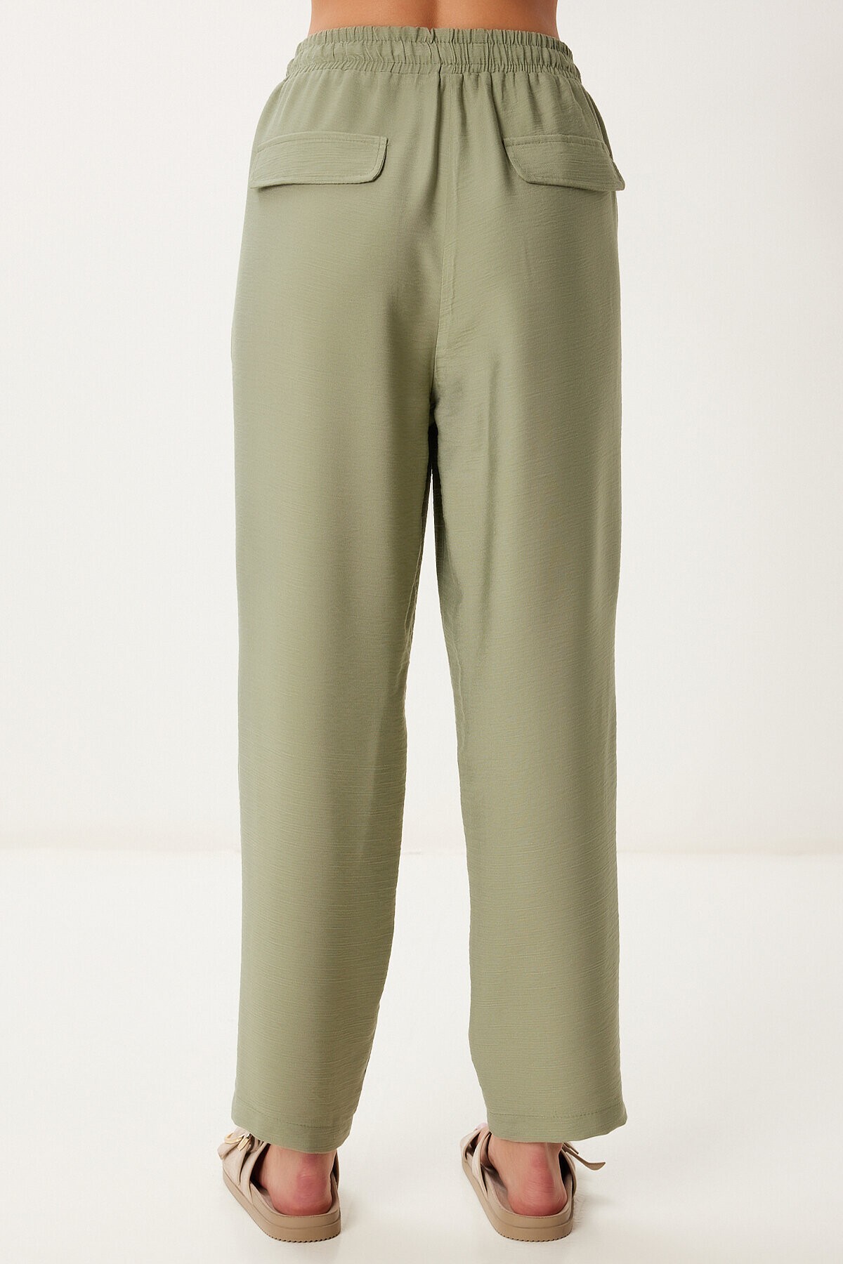 Cepli Dokuma Şalvar Pantolon HAKİ LMX0094