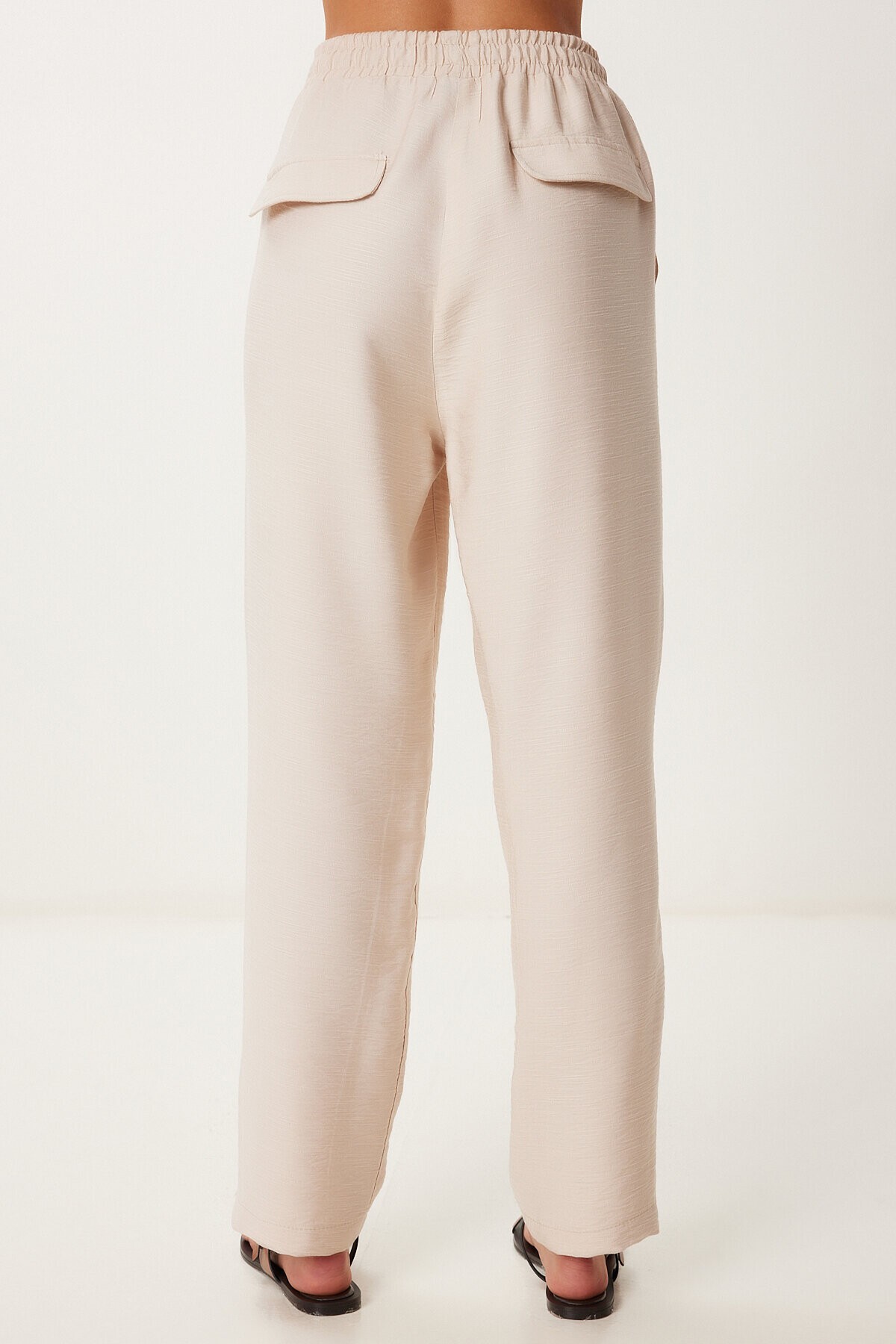 Cepli Dokuma Şalvar Pantolon KREM LMX0094