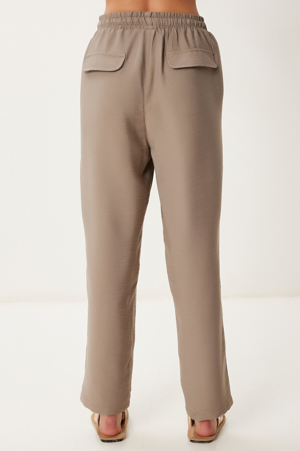 Cepli Dokuma Şalvar Pantolon VİZON LMX0094