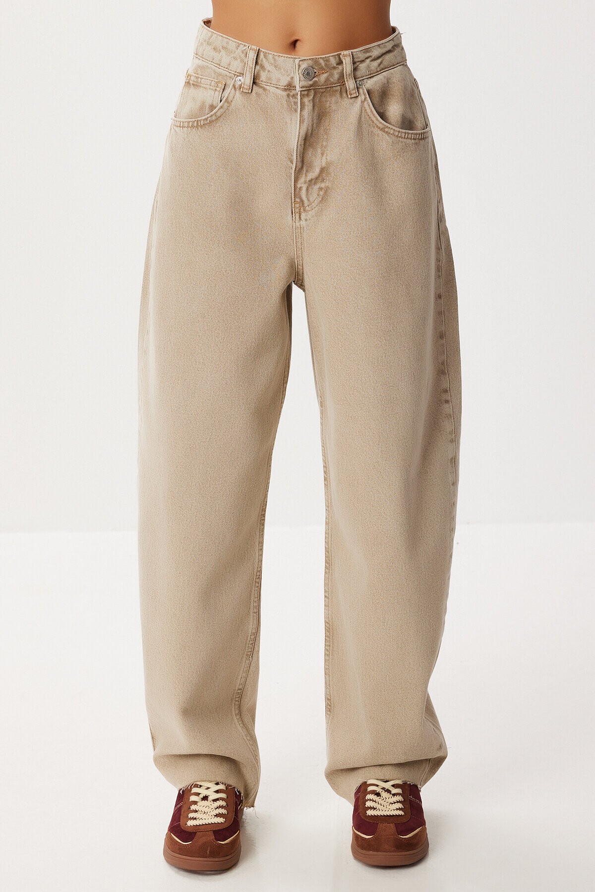 Kesik Paça Baggy Jean P0291 BEJ LRI0030