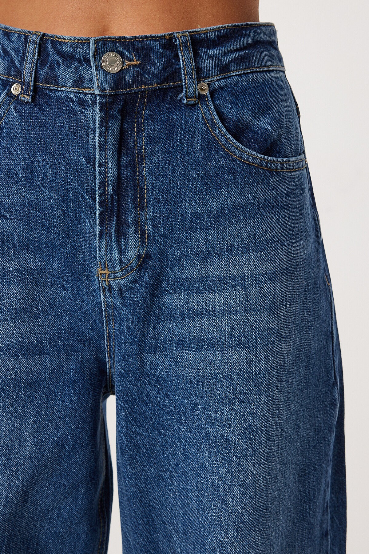 Kesik Paça Baggy Jean P0291 KOYU MAVİ LRI0022