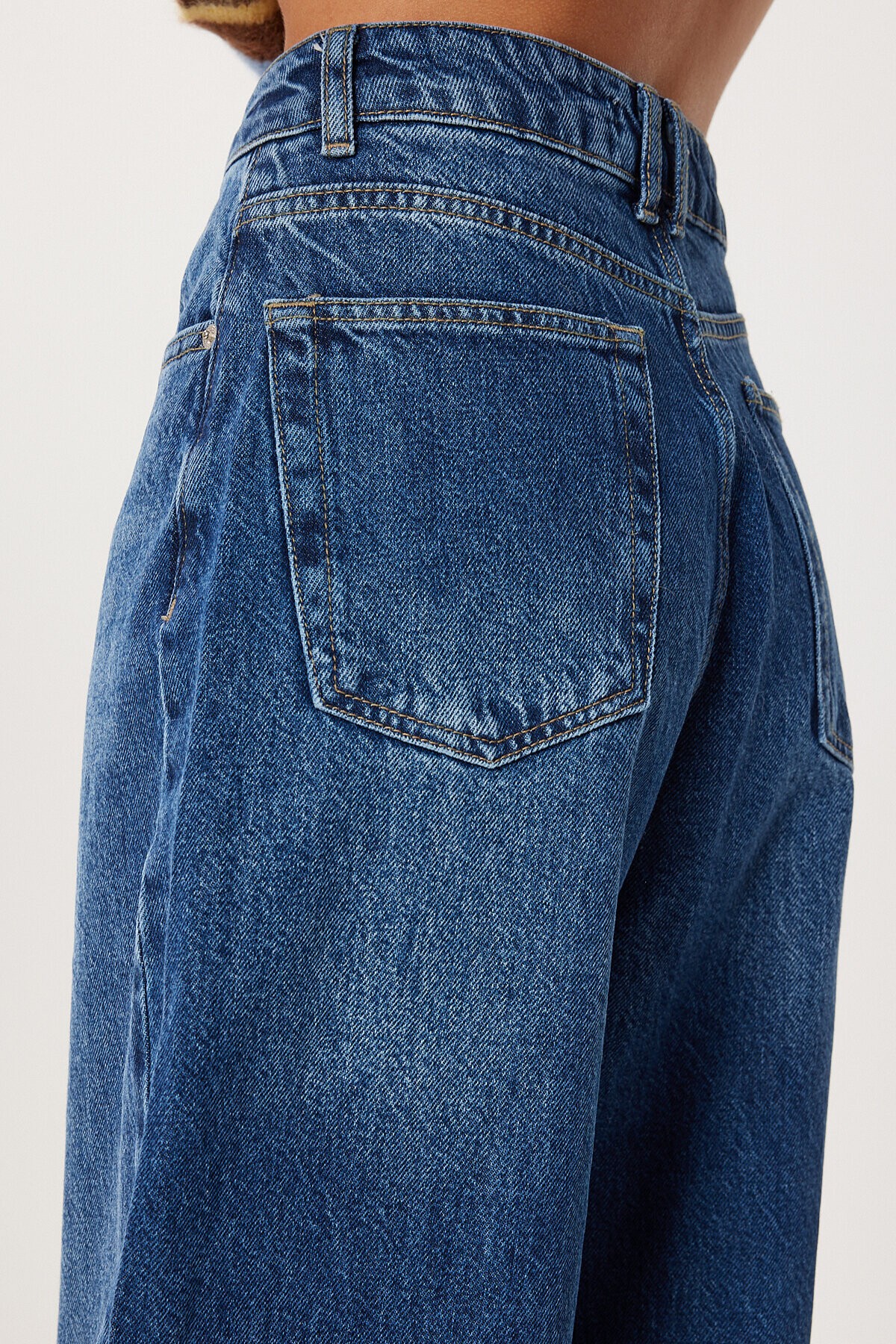 Kesik Paça Baggy Jean P0291 KOYU MAVİ LRI0022