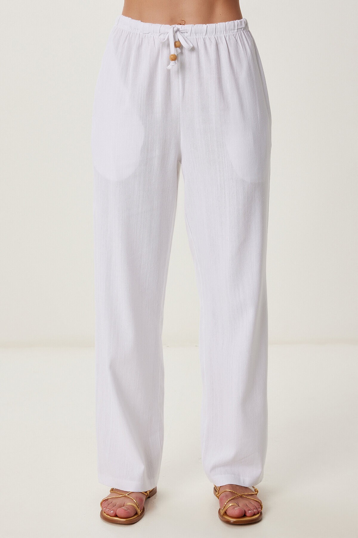 Keten Bluz Pantolon Takım BEYAZ LMC0062