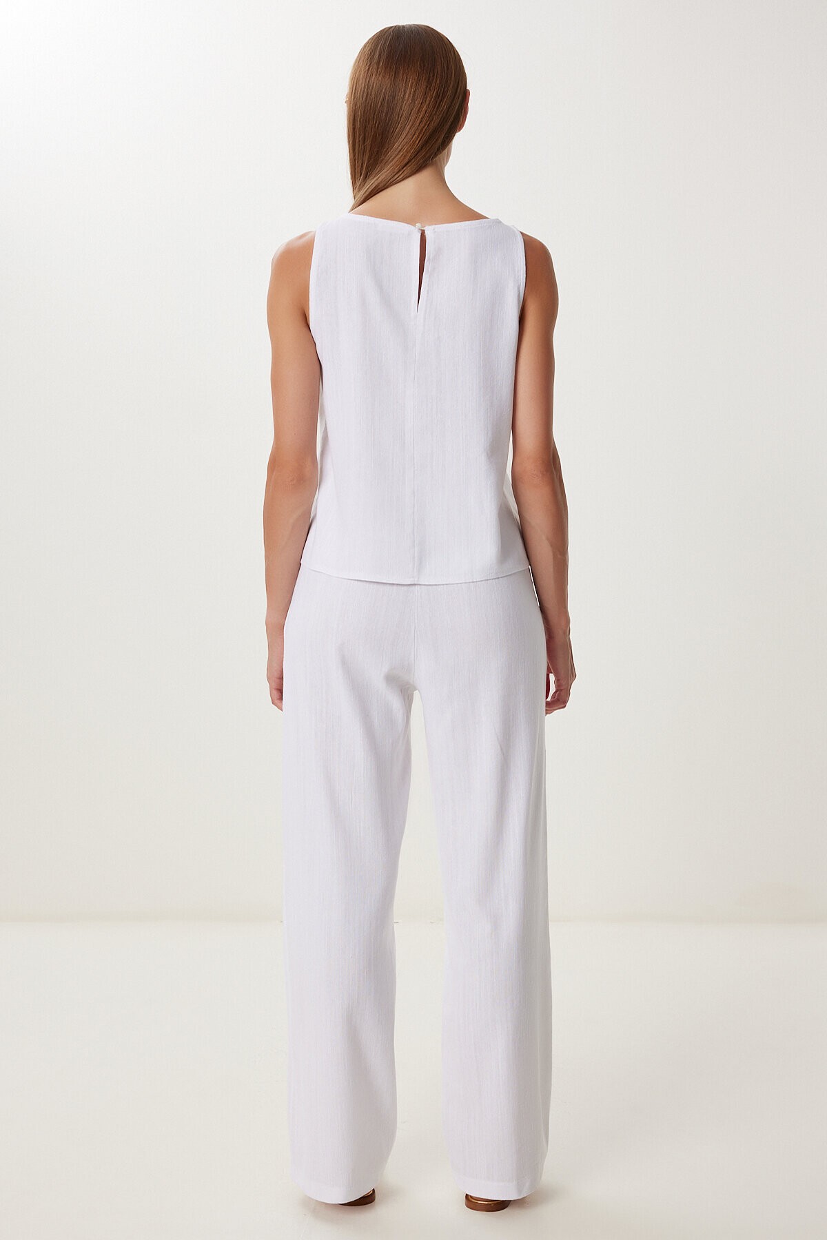 Keten Bluz Pantolon Takım BEYAZ LMC0062