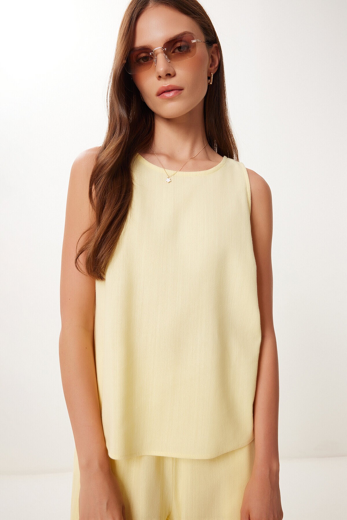 Keten Bluz Pantolon Takım SARI LMC0062