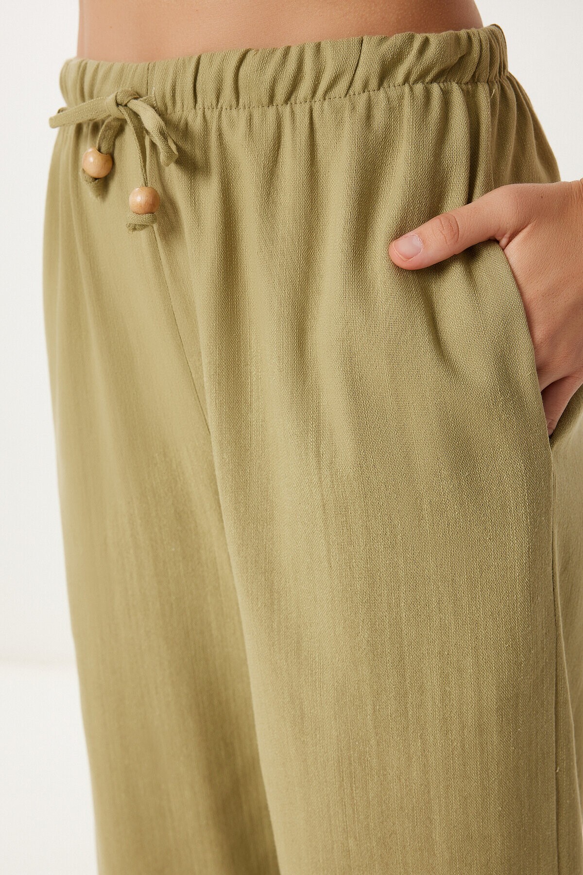 Keten Bluz Pantolon Takım ZEYTİN YEŞİLİ LMC0062