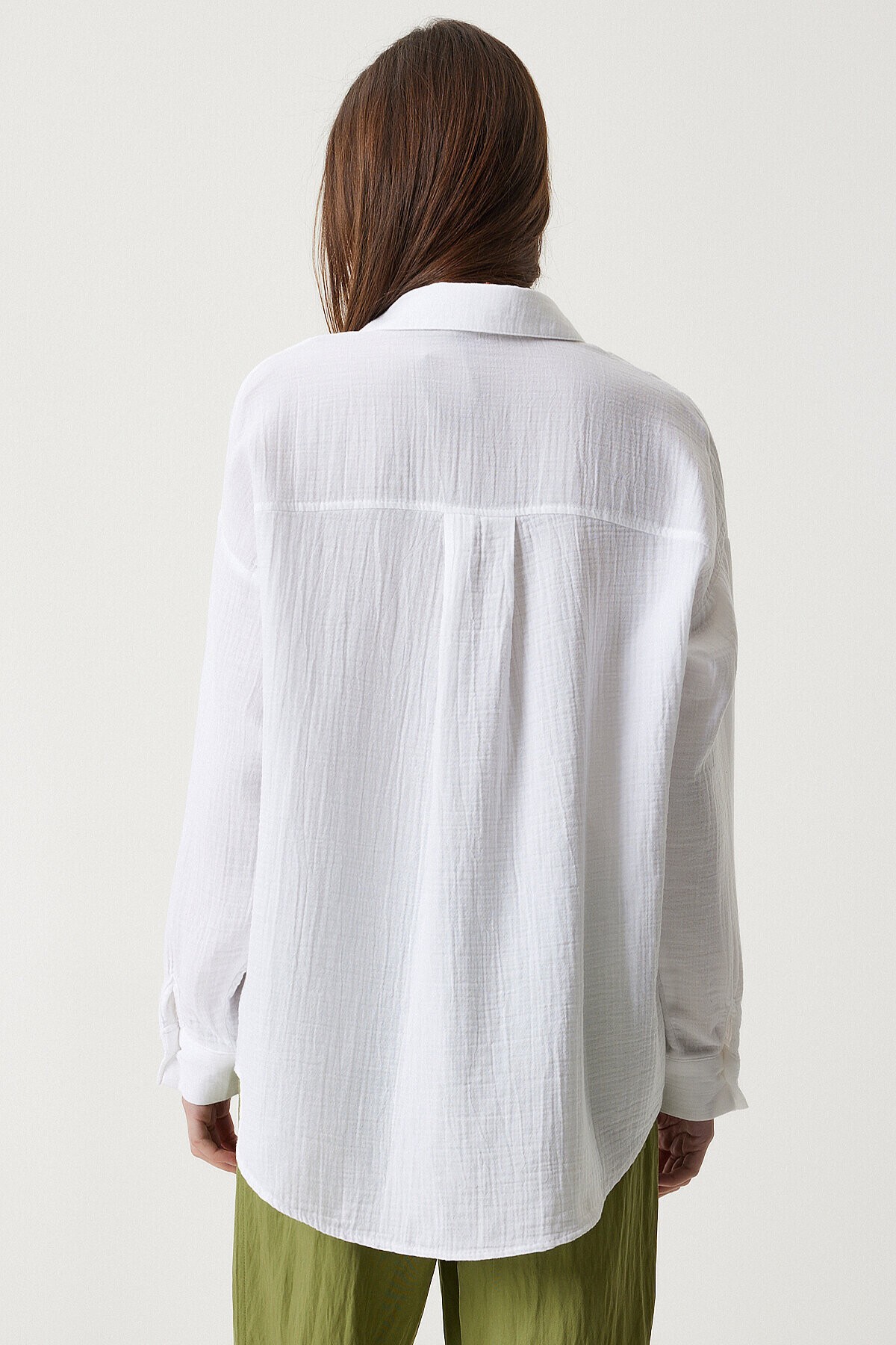 Oversize Basic Müslin Gömlek BEYAZ LMX0002