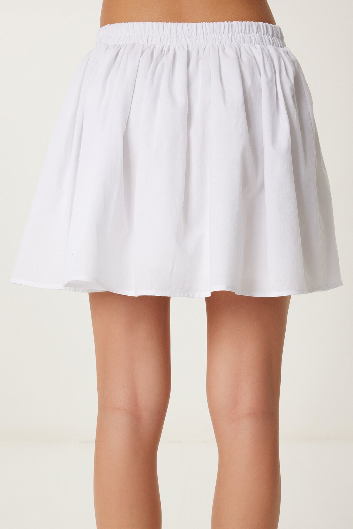 Pamuklu Mini Kloş Etek BEYAZ LNS0058