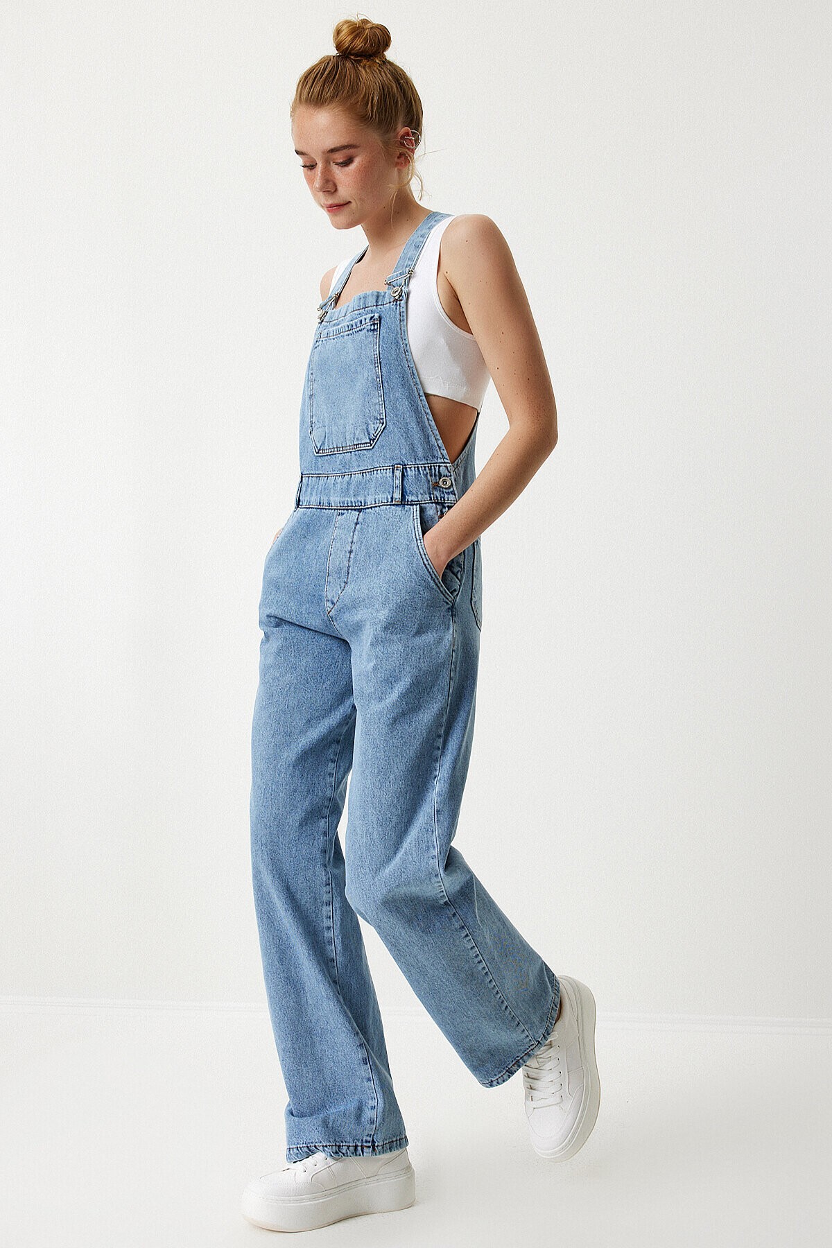Askılı Denim Bahçıvan Tulum AÇIK MAVİ LRV0006