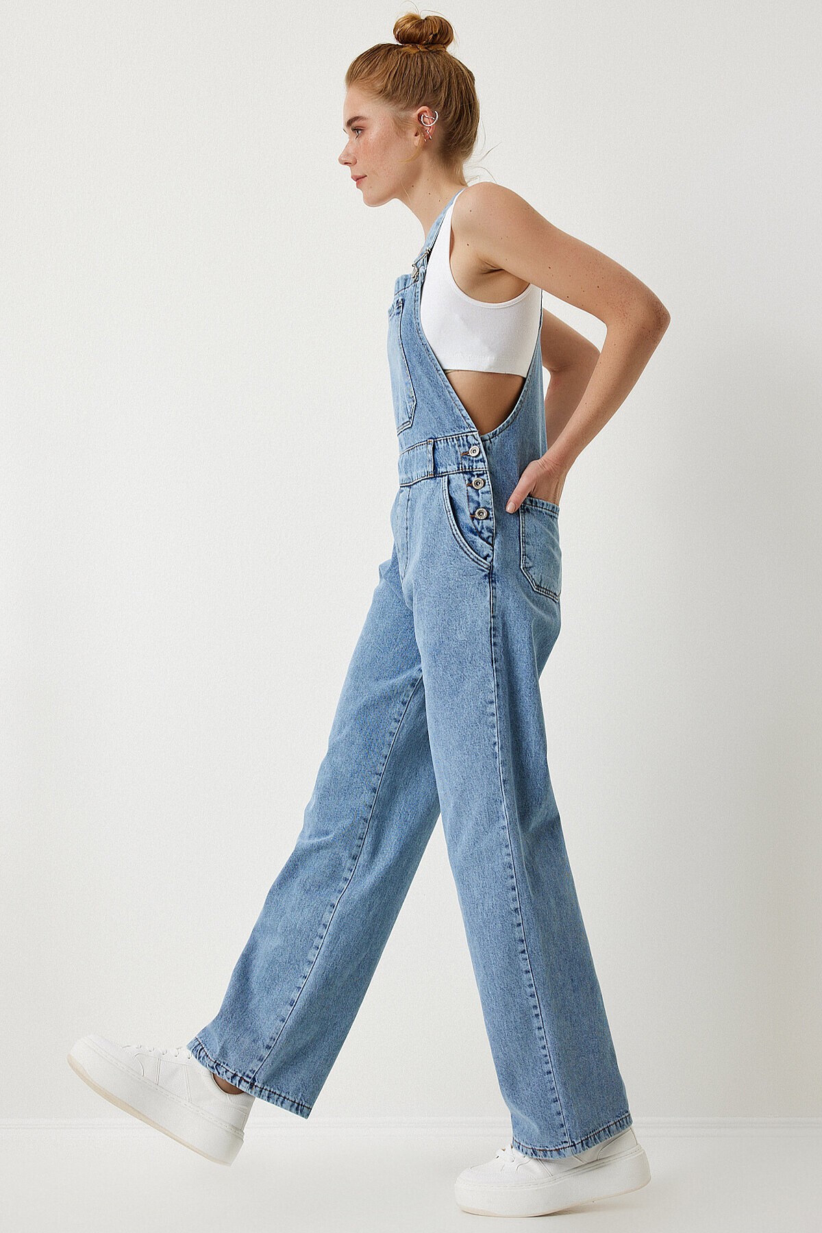 Askılı Denim Bahçıvan Tulum AÇIK MAVİ LRV0006