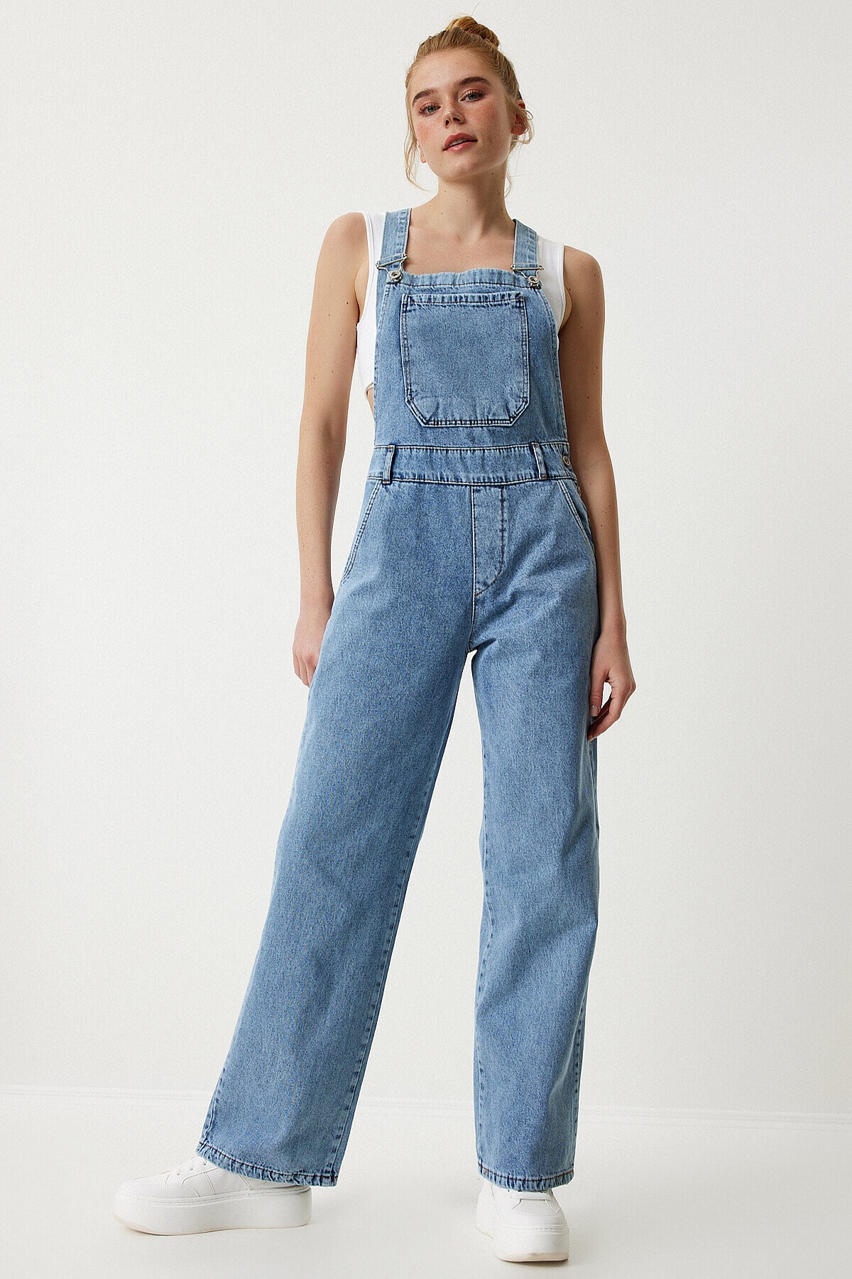Askılı Denim Bahçıvan Tulum AÇIK MAVİ LRV0006